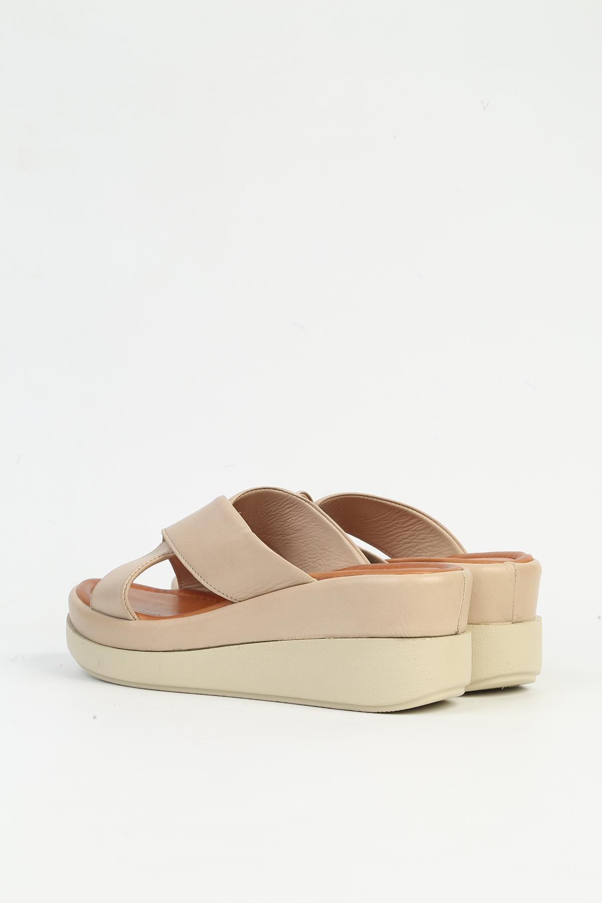 Bej Kadın Deri Terlik PCK-5043 - Görsel 4