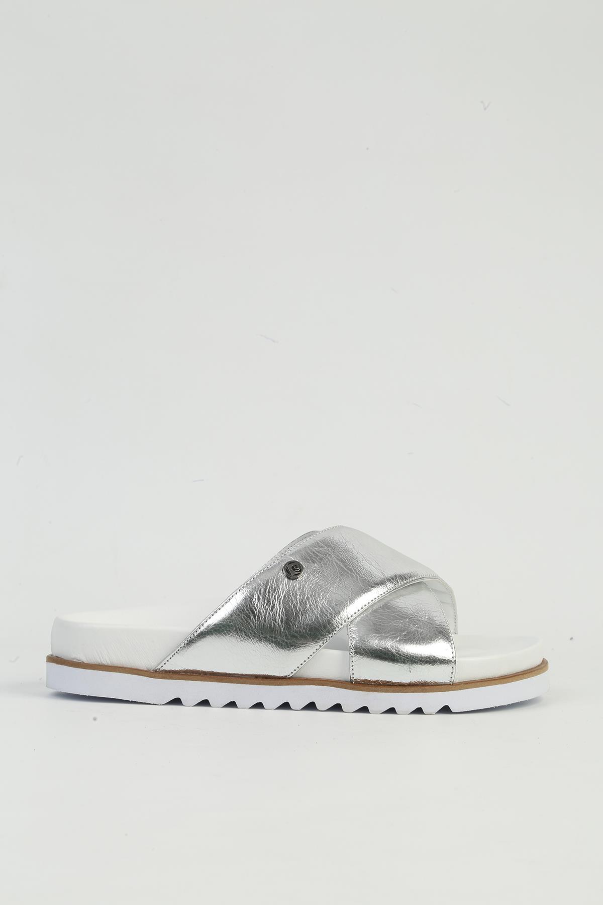 Gümüş Kadın Deri Terlik PCK-5039 - Görsel 2