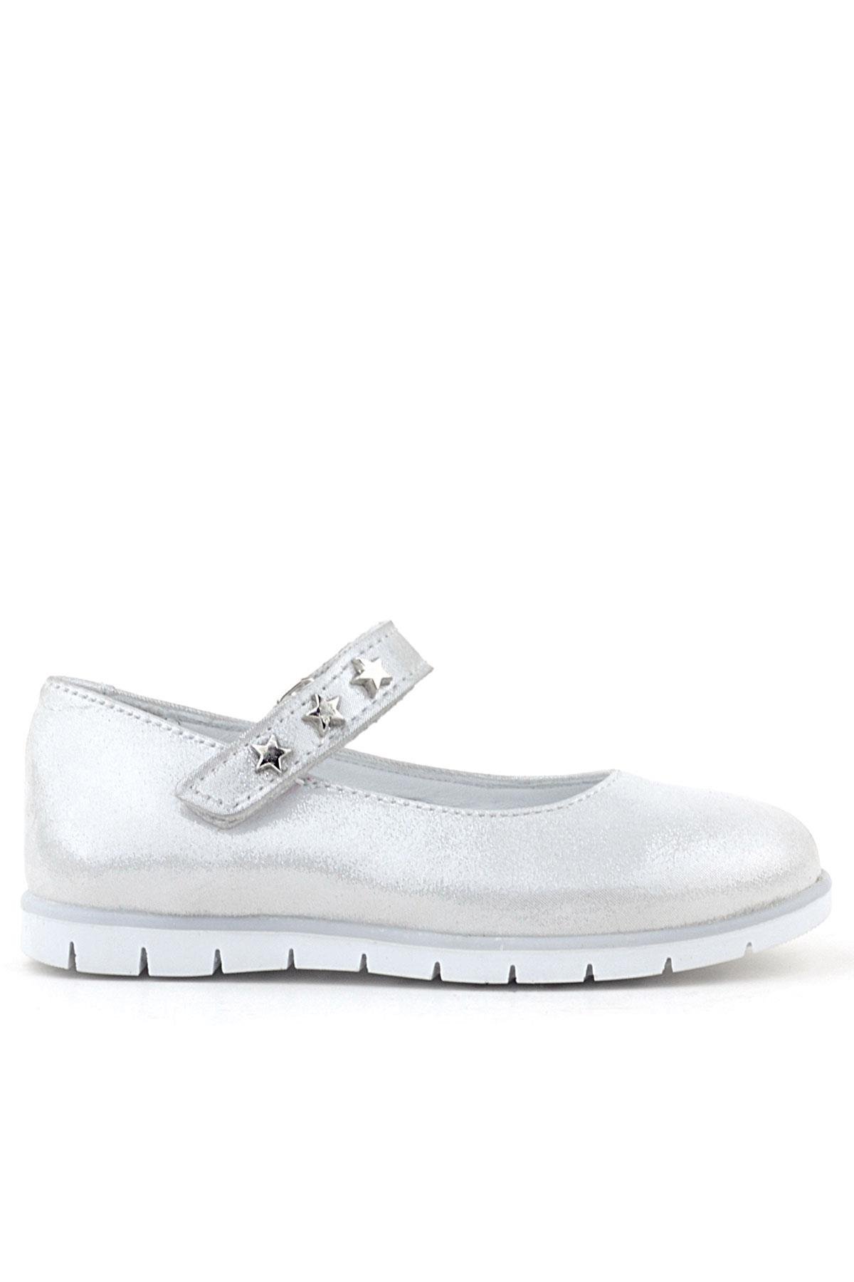 Hakiki Deri Gümüş Yıldızlı Cırtlı Kız Çocuk Babet - Görsel 3