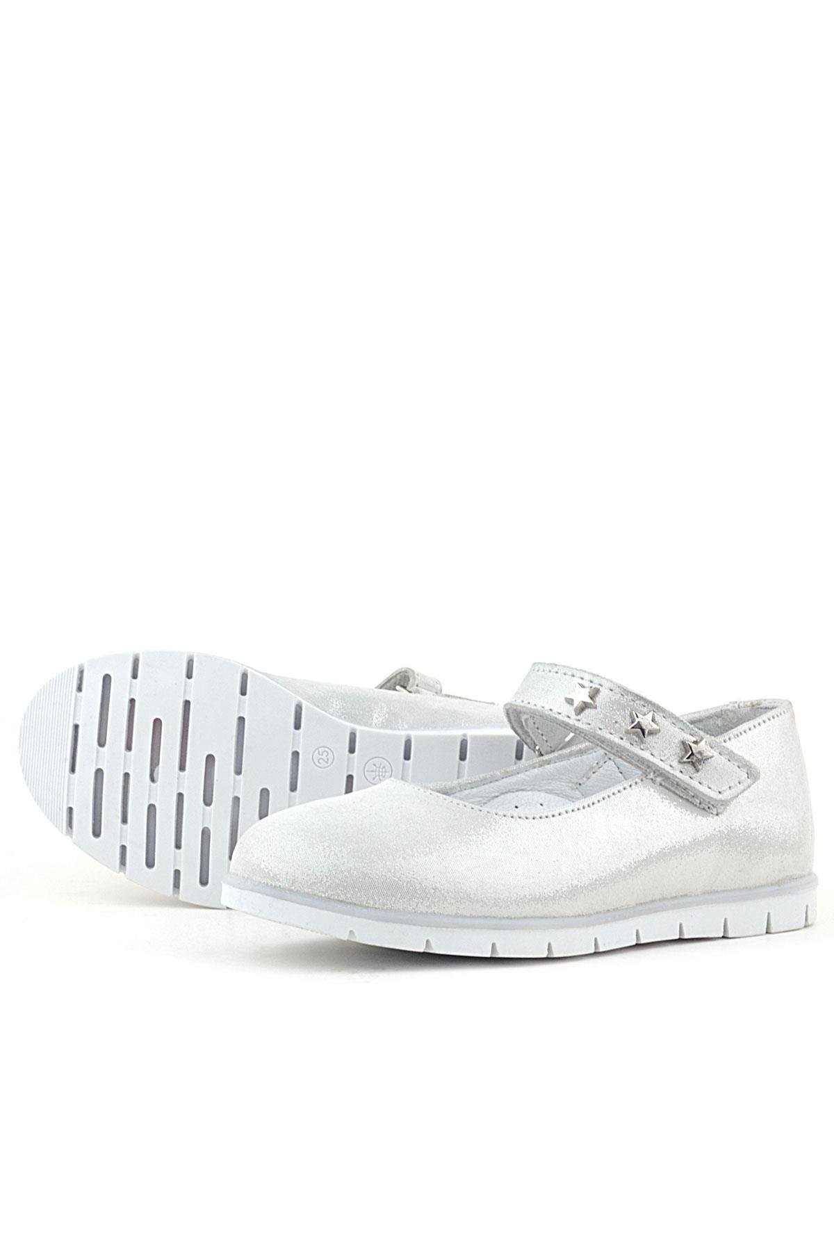 Hakiki Deri Gümüş Yıldızlı Cırtlı Kız Çocuk Babet - Görsel 6