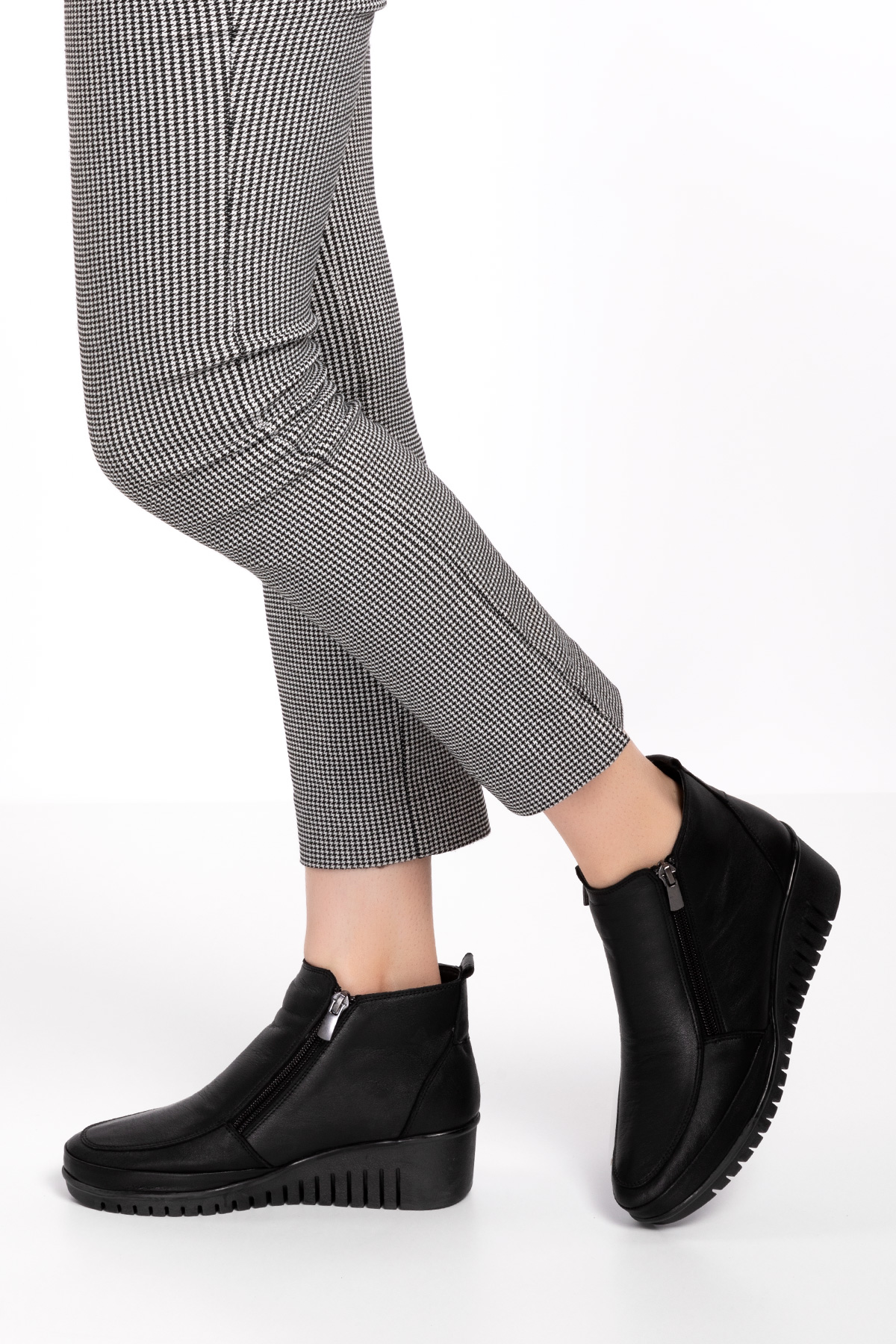 Gondol Kadın Hakiki Deri Çift Fermuarlı Kolay Giyim Bot esfa.2450 - Görsel 4