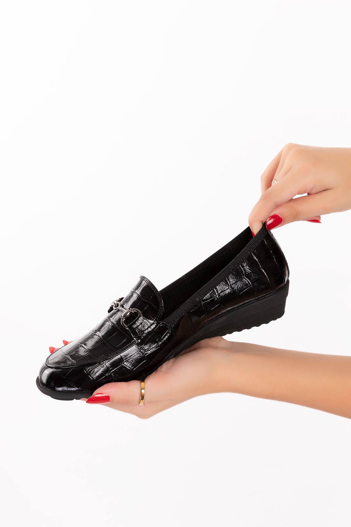 Gondol Kadın Hakiki Deri Anatomik Taban Lastikli Babet ell.7085 - Görsel 4