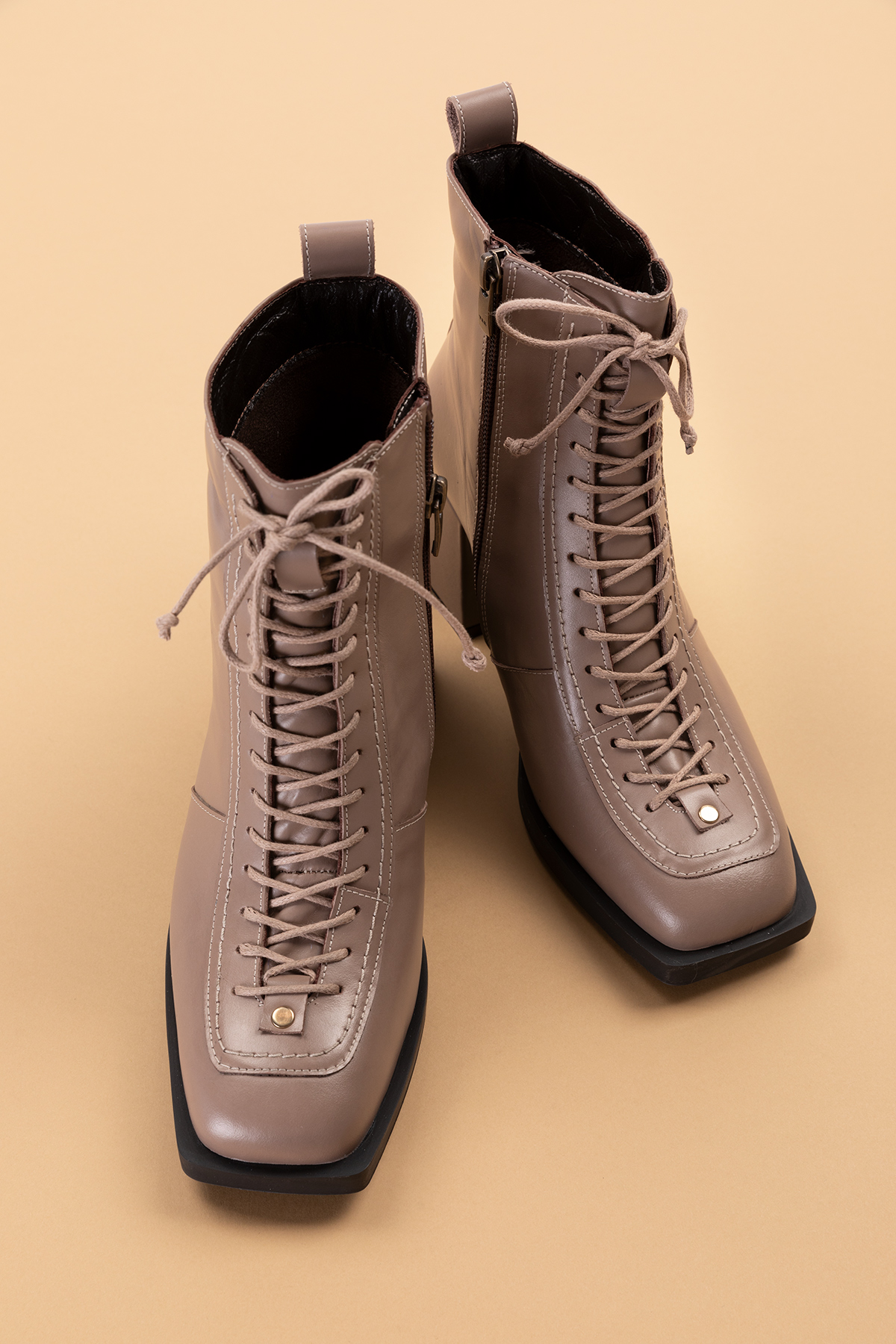 Gondol Kadın Hakiki Deri Bağcık Detaylı Fermuarlı Bot Ast.79 - Görsel 3