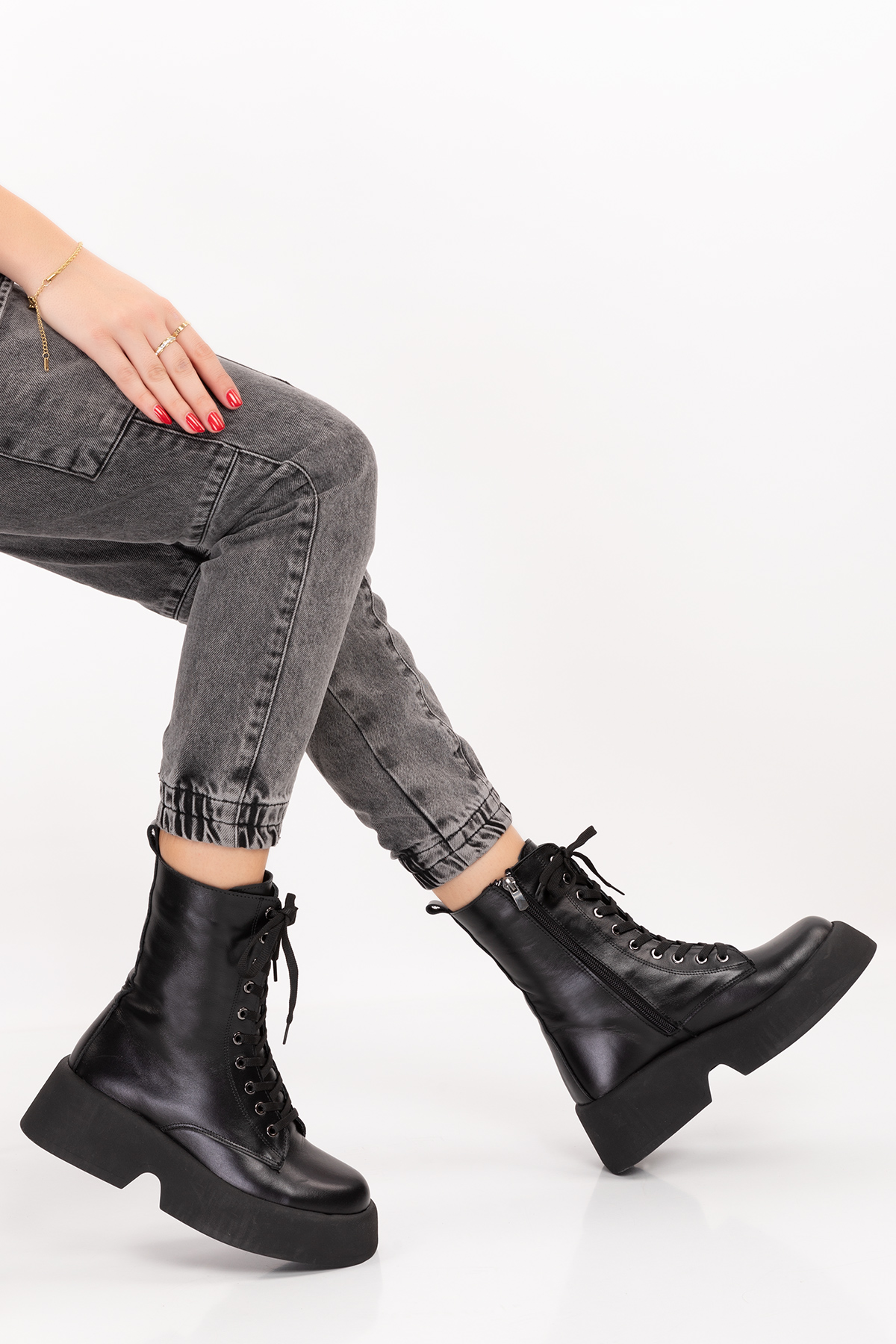 Gondol Kadın Hakiki Deri Hafif Taban Şık Bot rg.35231 - Görsel 2