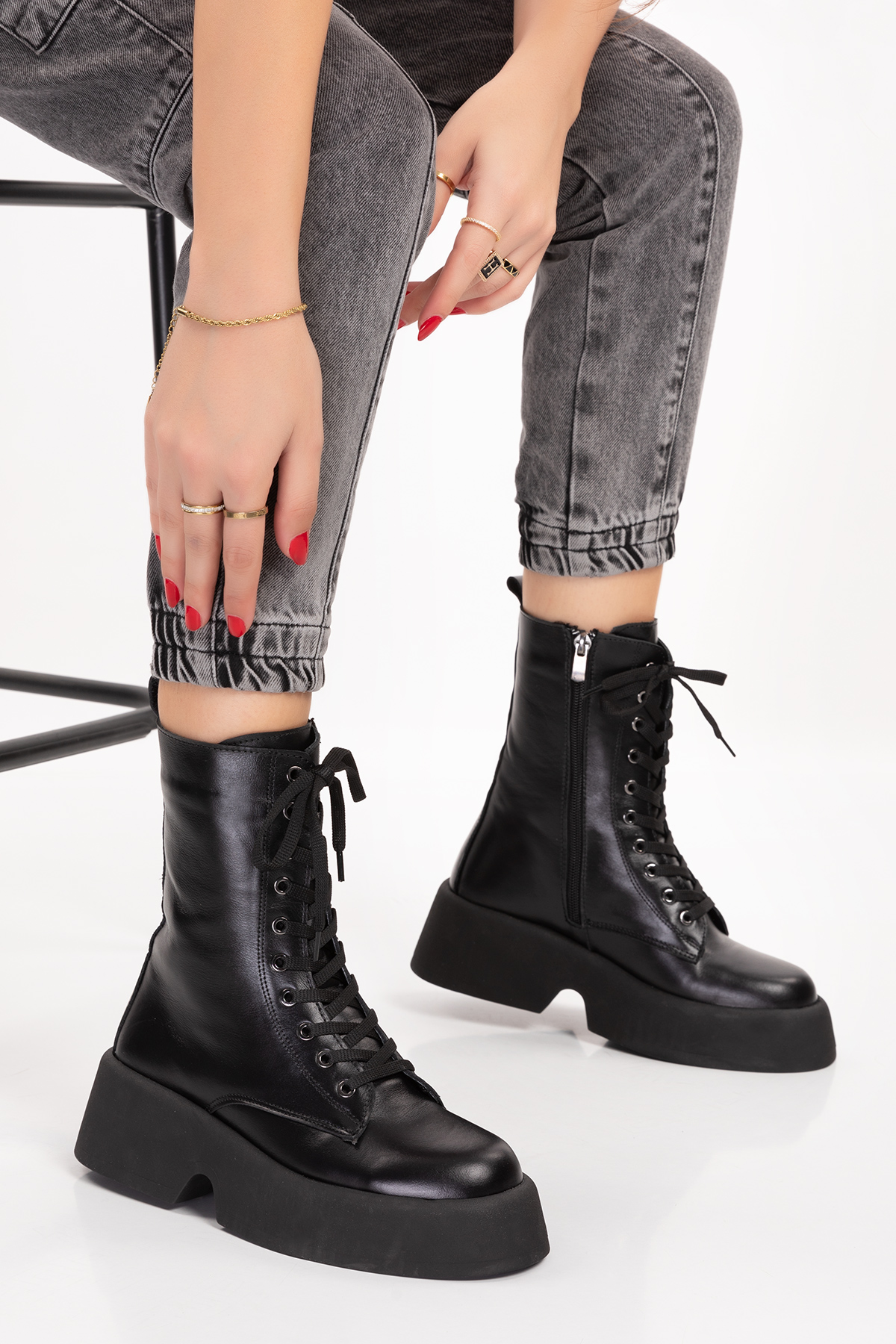 Gondol Kadın Hakiki Deri Hafif Taban Şık Bot rg.35231 - Görsel 4