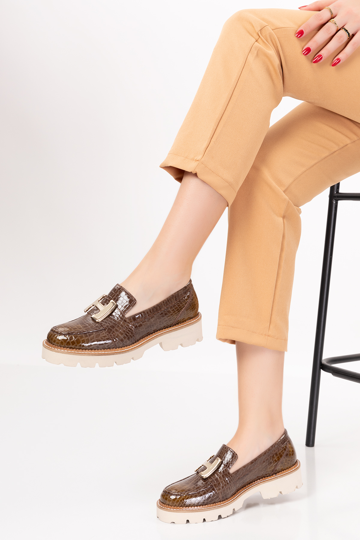 Gondol Hakiki Deri Kalın Taban Hafif Oxford Ayakkabı yt.100 - Görsel 6