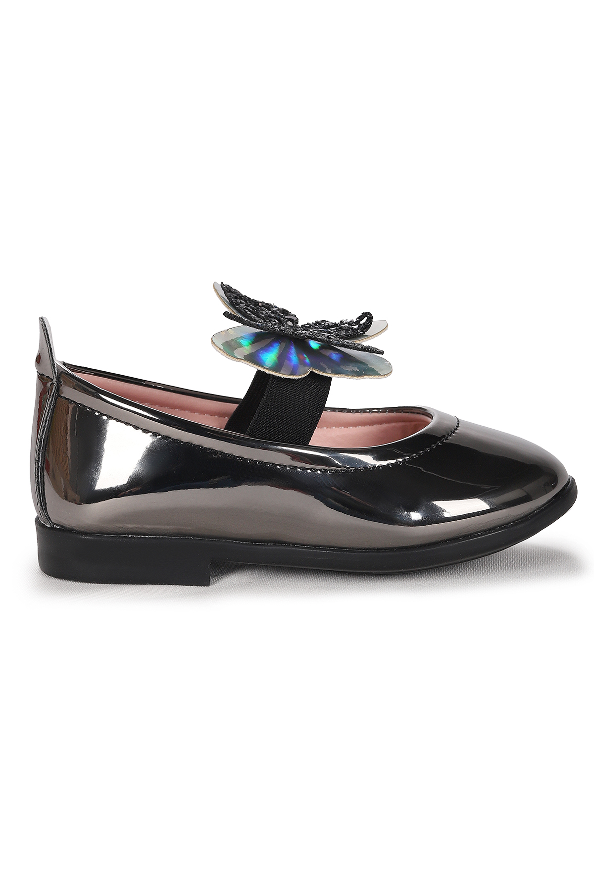 Menz Kelebek Lastikli Kız Bebek Babet Ayakkabı Platin - Görsel 2