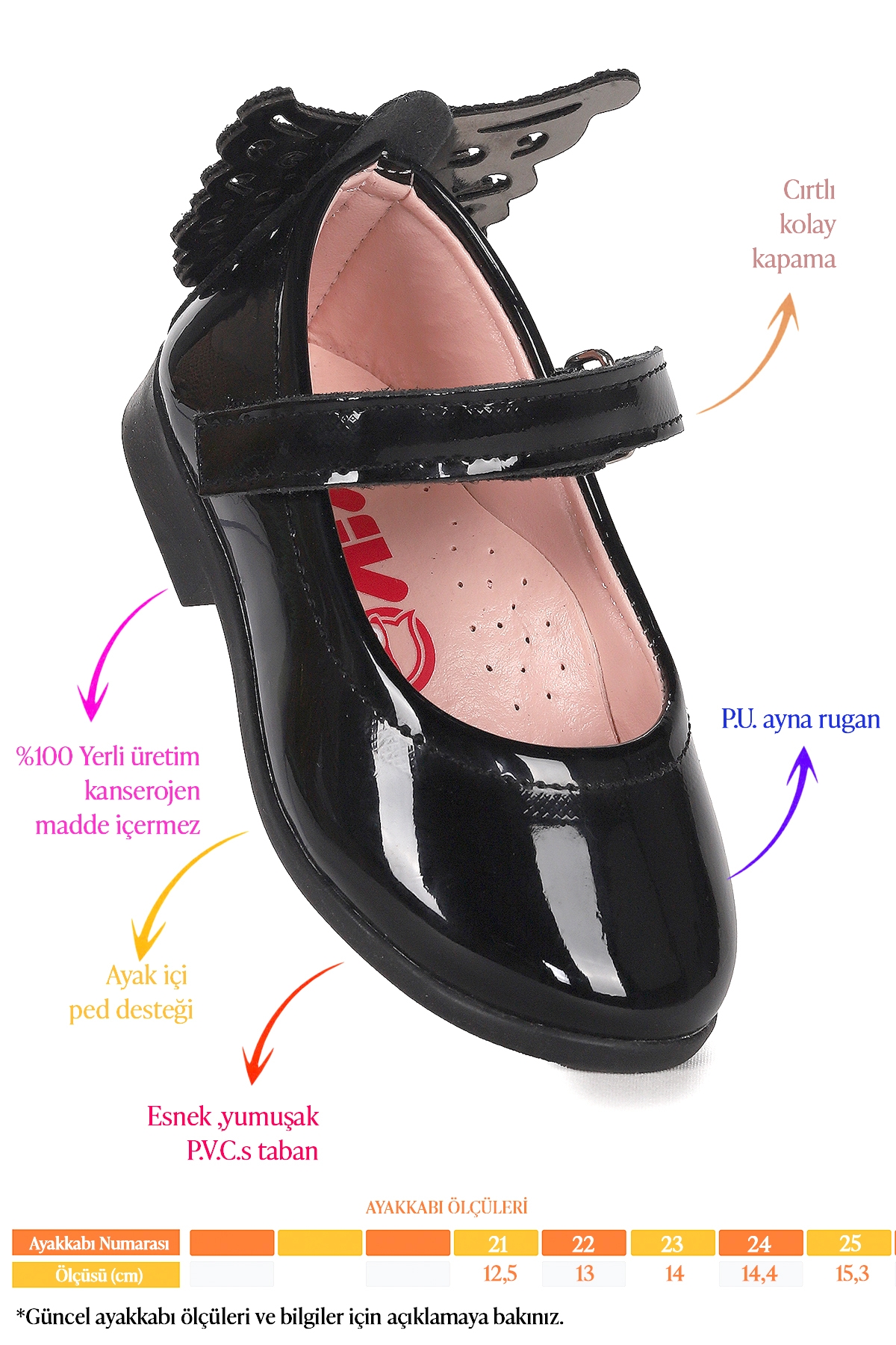 Friga Kelebek Cırtlı Kız Bebek Babet Ayakkabı Siyah - Görsel 3