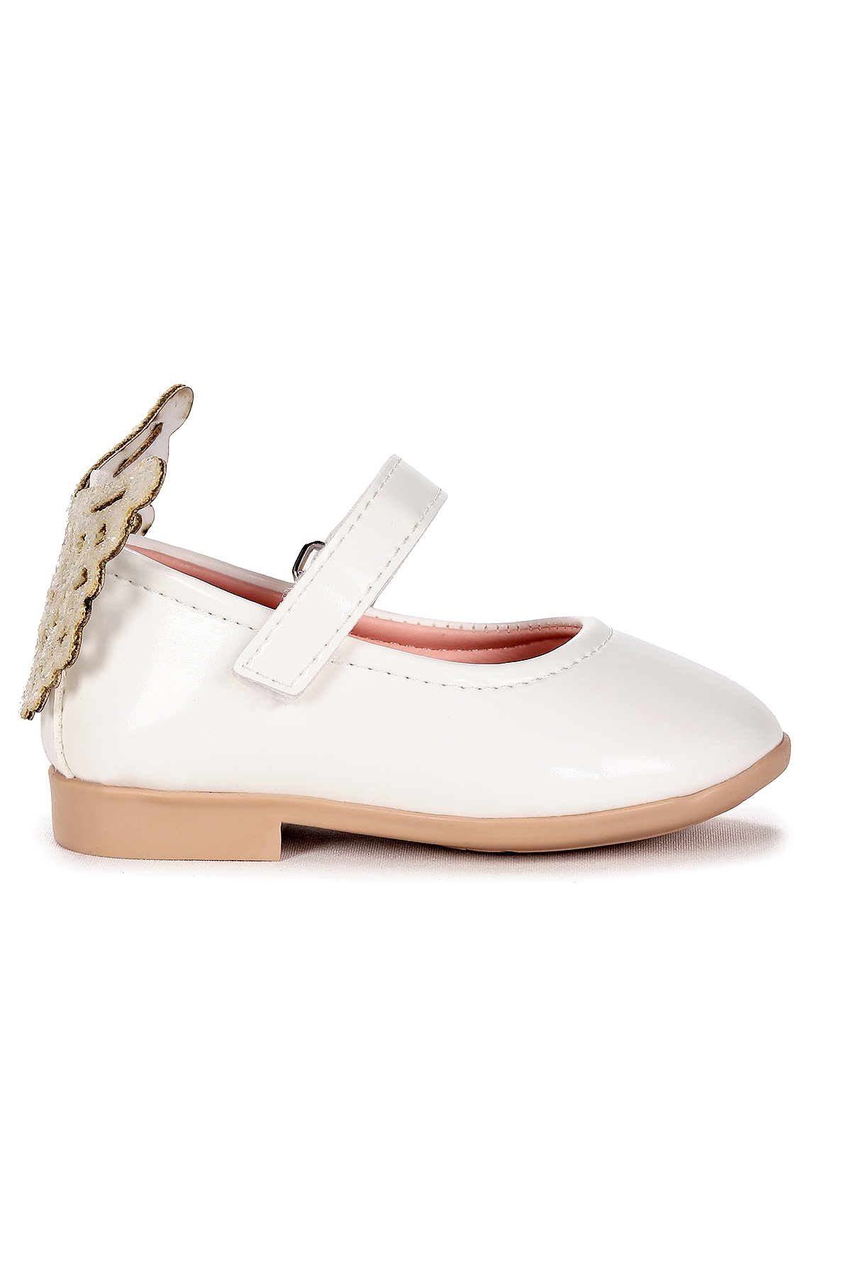 Friga Kelebek Cırtlı Kız Bebek Babet Ayakkabı Beyaz - Görsel 2