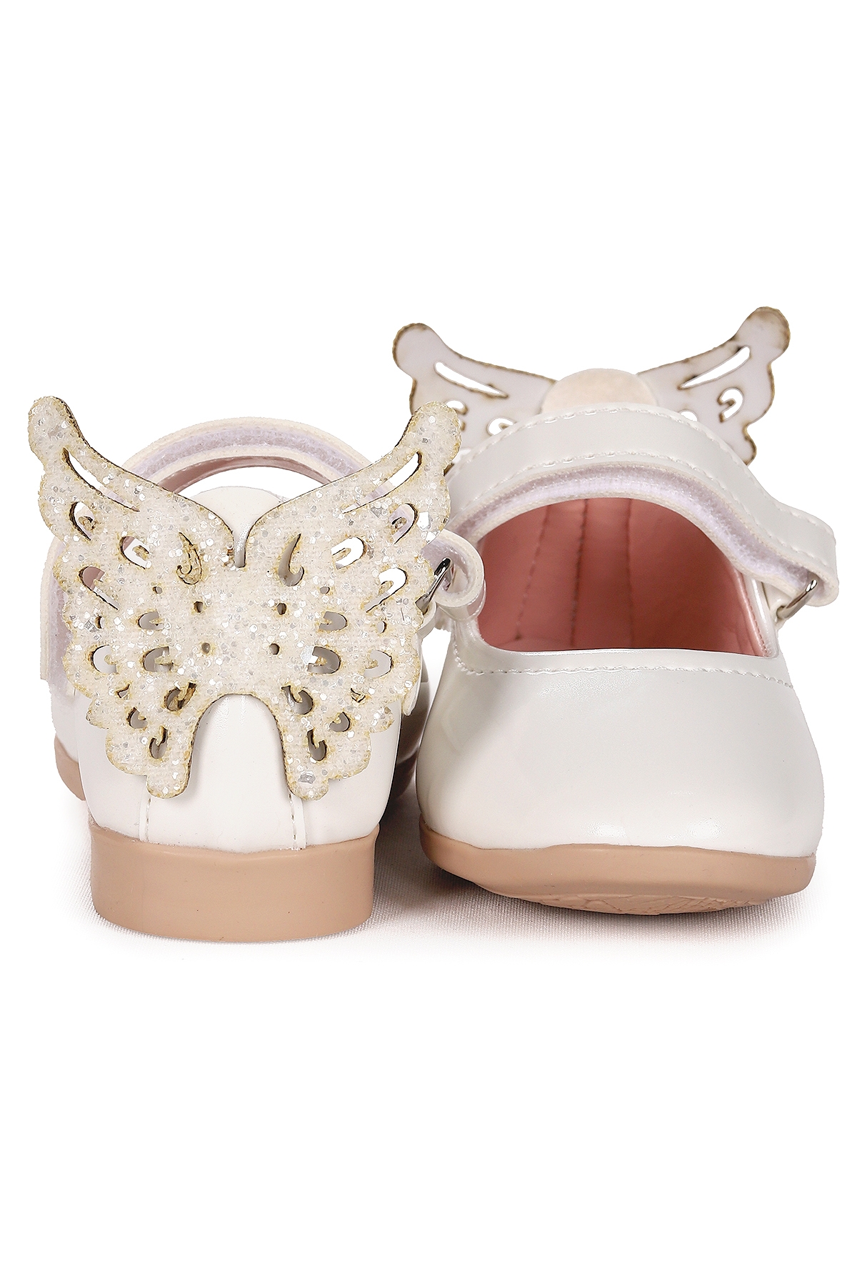Friga Kelebek Cırtlı Kız Bebek Babet Ayakkabı Beyaz - Görsel 5