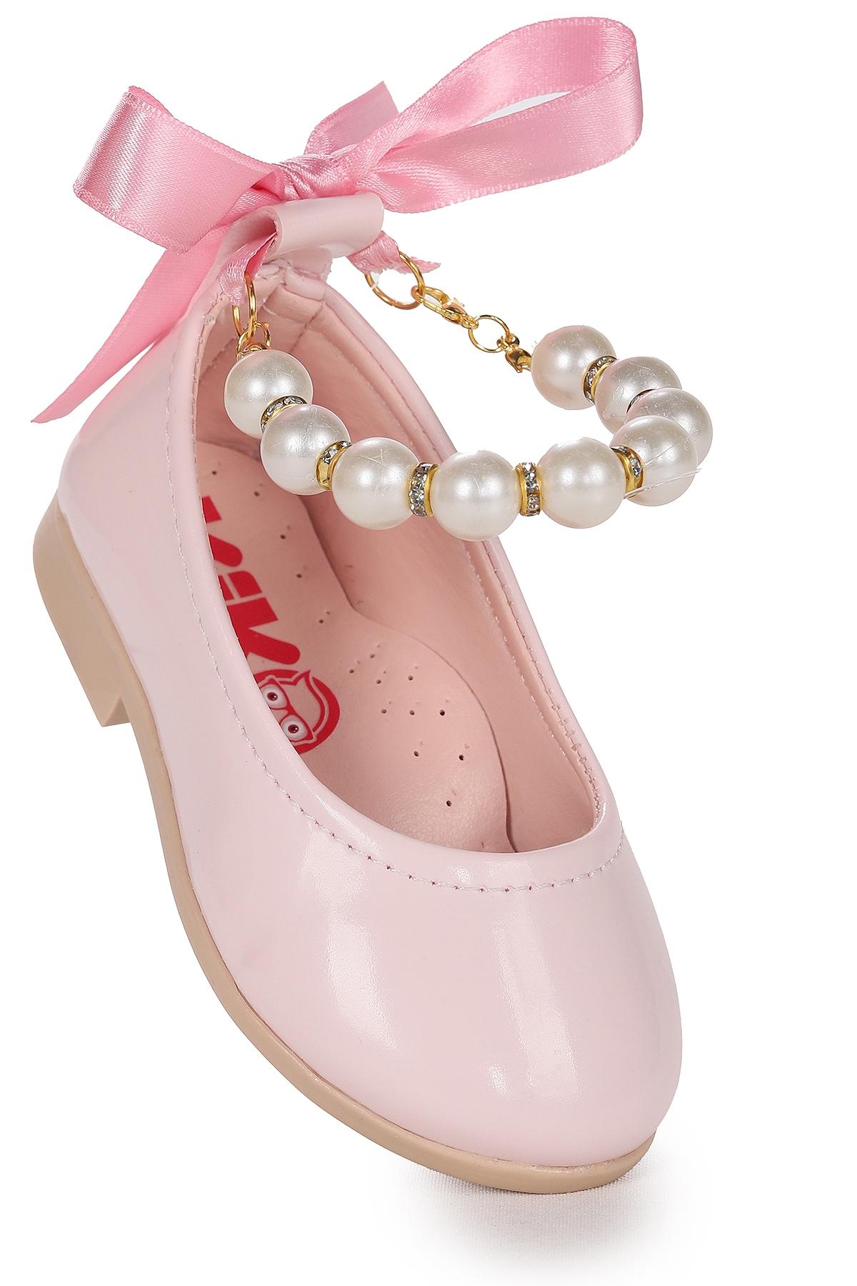 Blanch İncili Lastikli Kız Bebek Babet Ayakkabı Pudra - Görsel 4