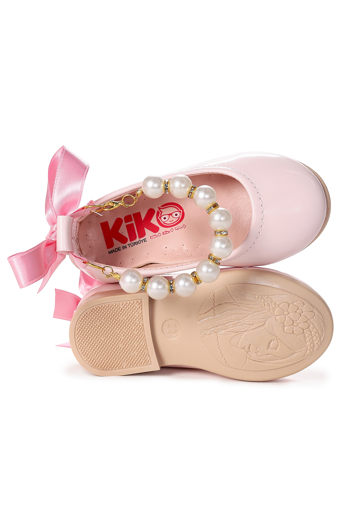 Blanch İncili Lastikli Kız Bebek Babet Ayakkabı Pudra - Görsel 6