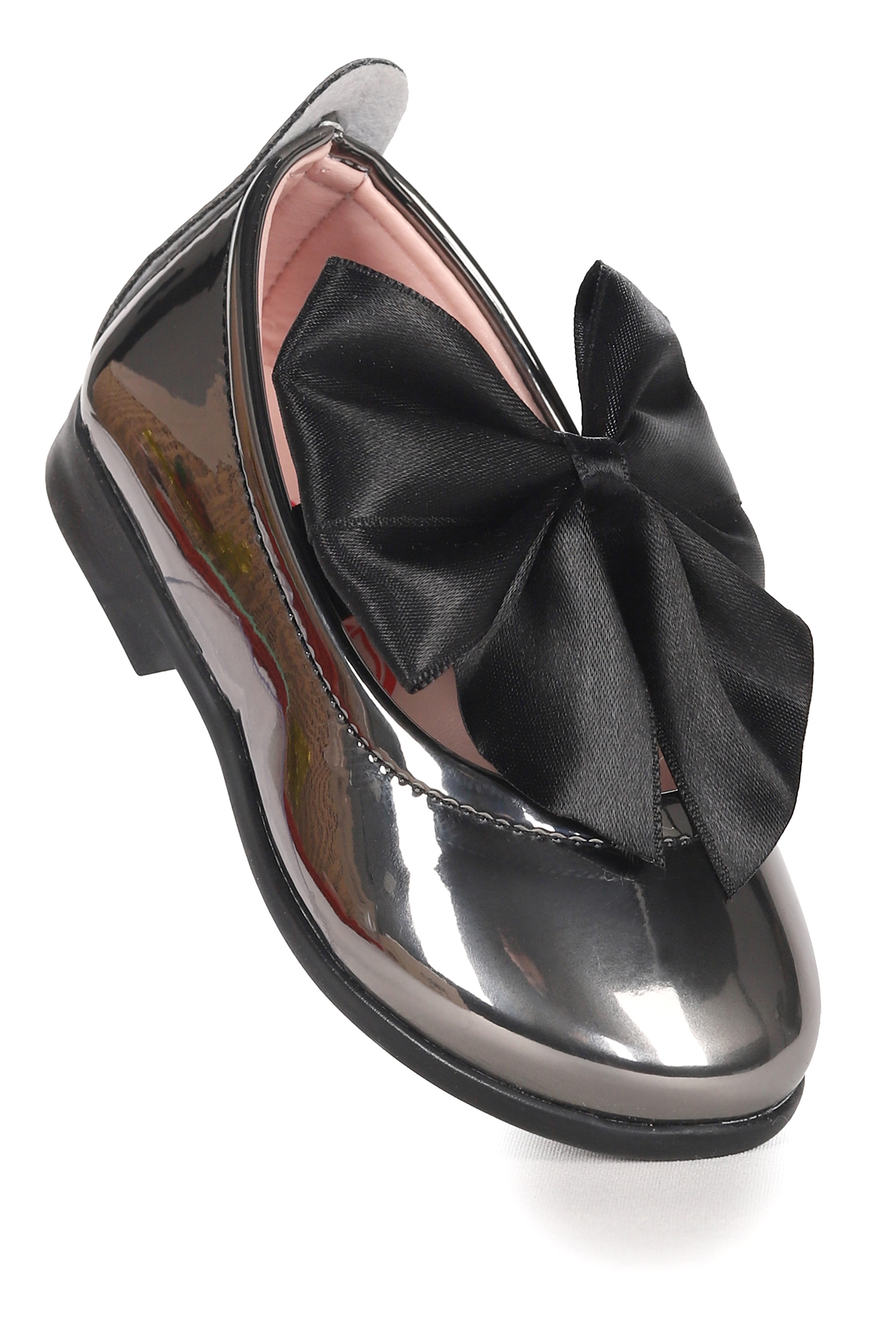 Tari Fiyonk Lastikli Kız Bebek Babet Ayakkabı Platin - Görsel 4