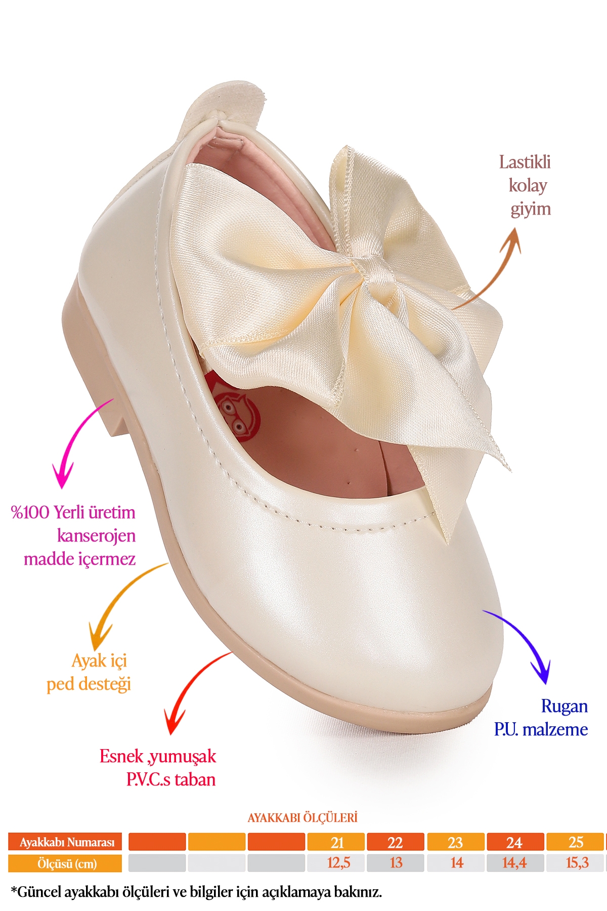 Tari Fiyonk Lastikli Kız Bebek Babet Ayakkabı Sedef - Görsel 3