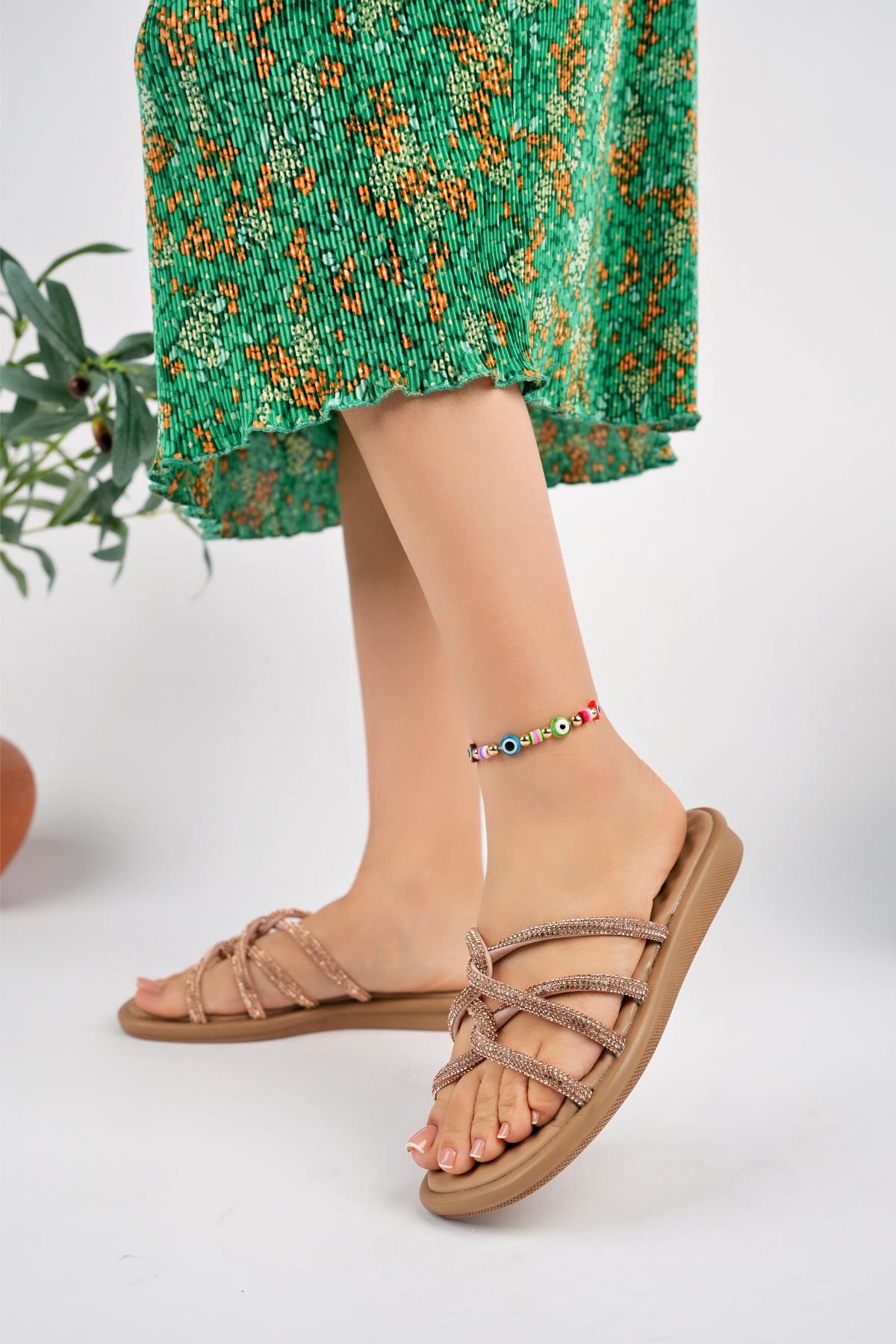 Bella Kadın Garantili Günlük Ortopedik Taşlı Şık Tarz ve Rahat Terlik - Görsel 5