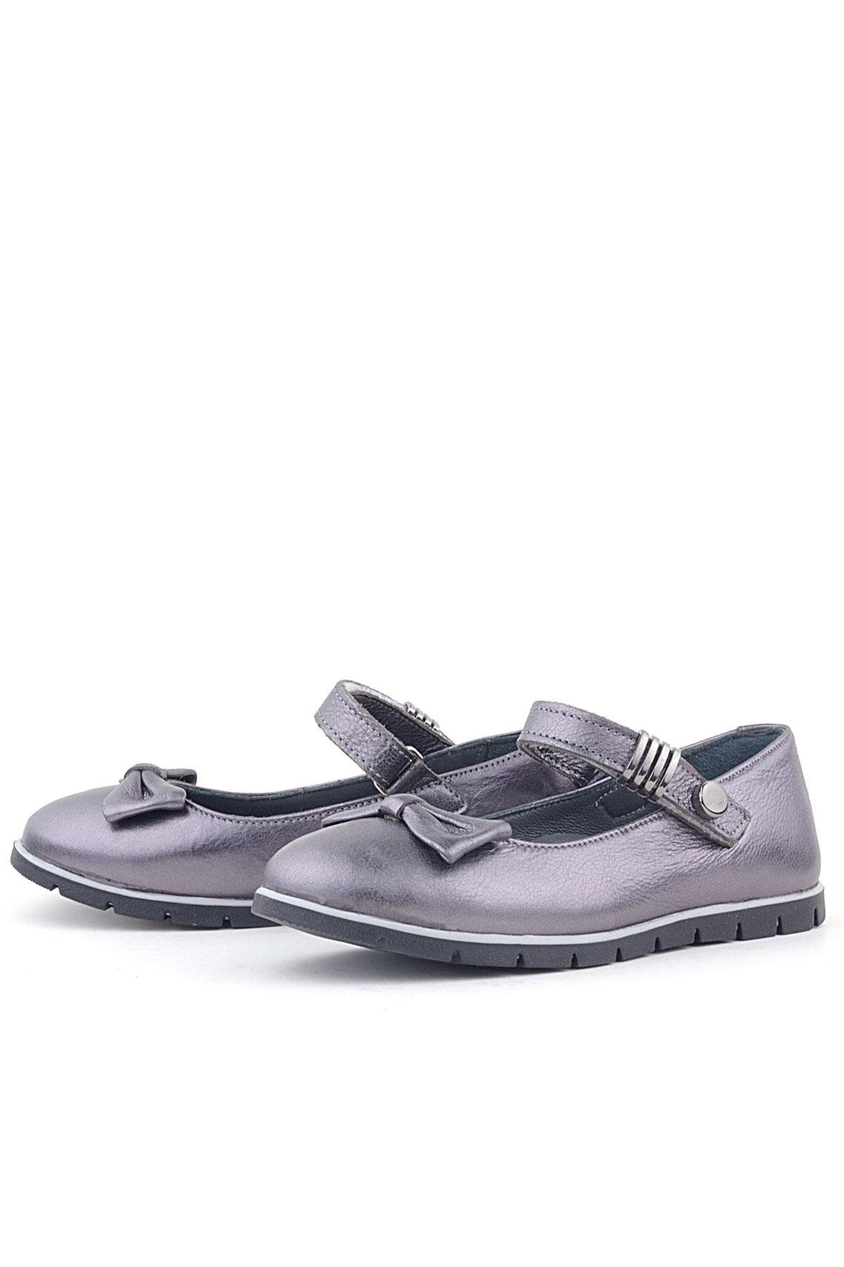 Hakiki Deri Platin Toka Detaylı Cırtlı Kız Çocuk Babet Ayakkabı - Görsel 6