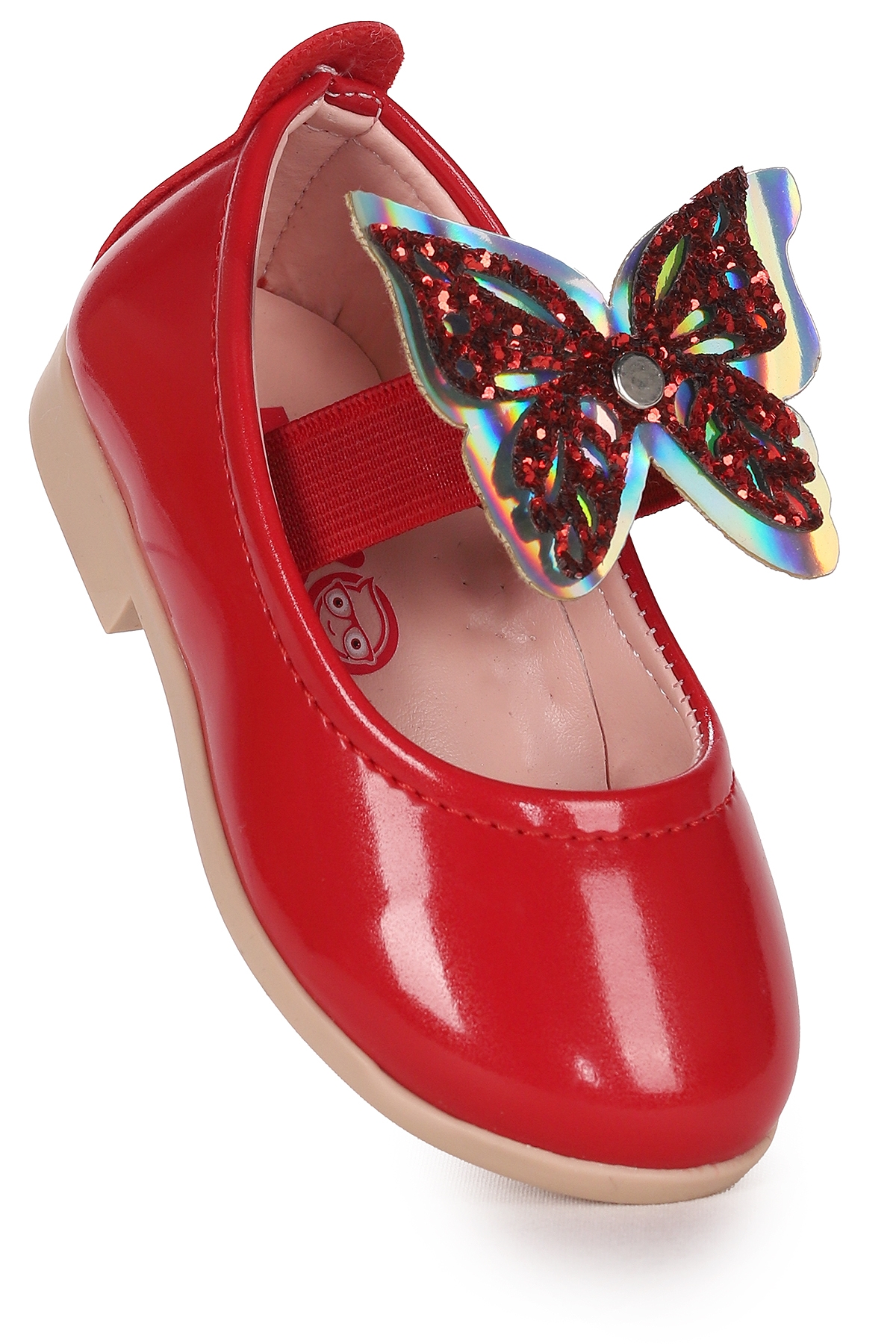 Menz Rugan Kelebek Lastikli Kız Bebek Babet Ayakkabı Kırmızı - Görsel 4