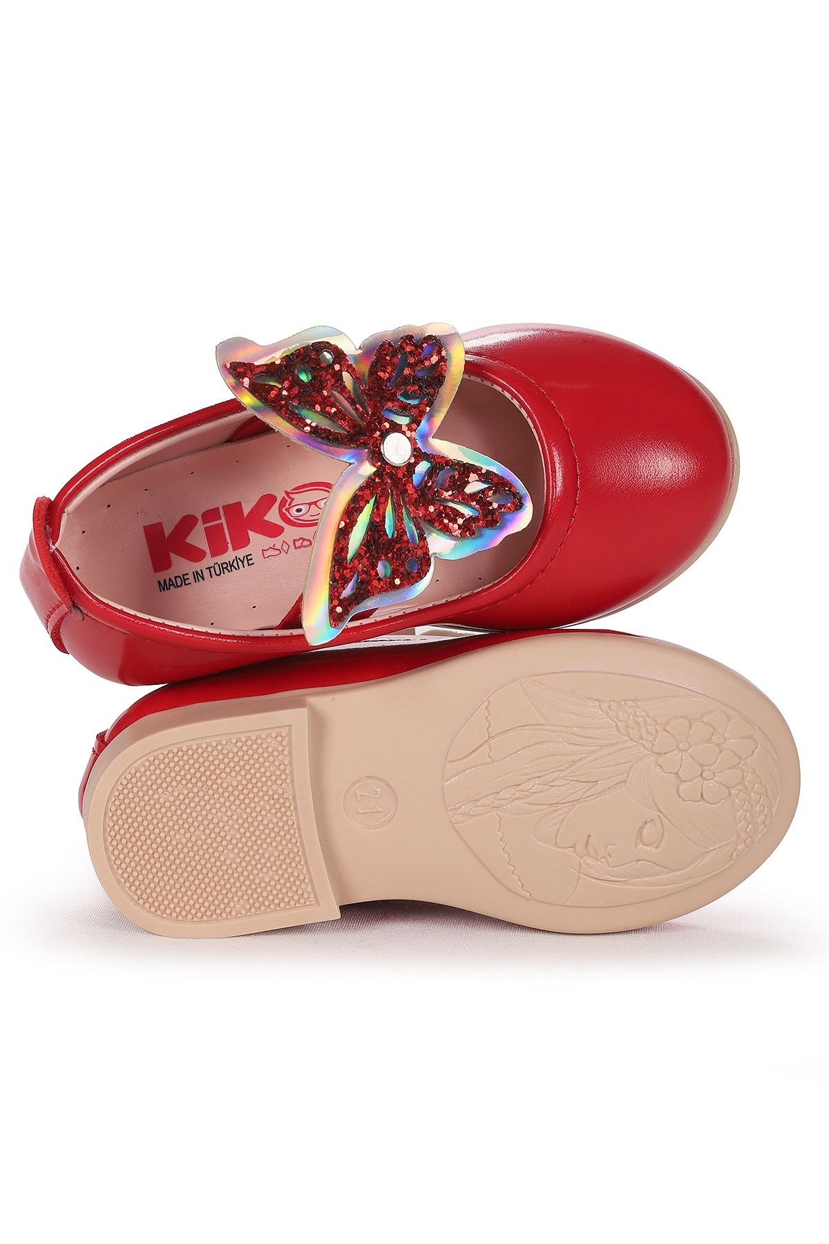 Menz Rugan Kelebek Lastikli Kız Bebek Babet Ayakkabı Kırmızı - Görsel 6