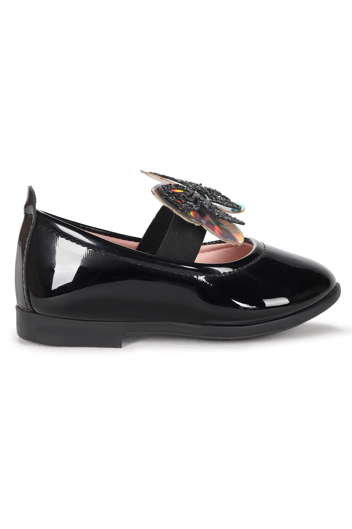 Menz Rugan Kelebek Lastikli Kız Bebek Babet Ayakkabı Siyah - Görsel 2