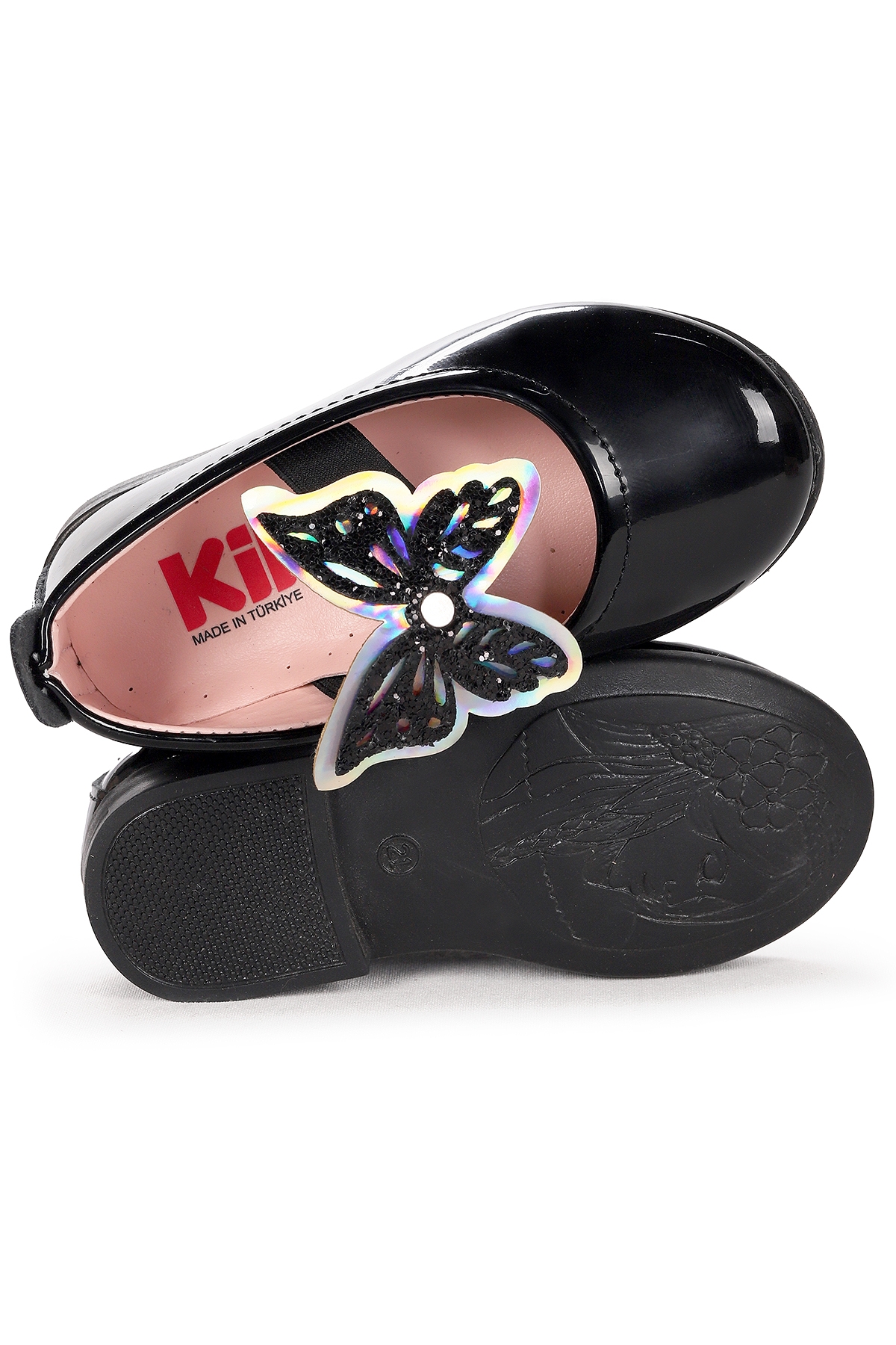 Menz Rugan Kelebek Lastikli Kız Bebek Babet Ayakkabı Siyah - Görsel 6