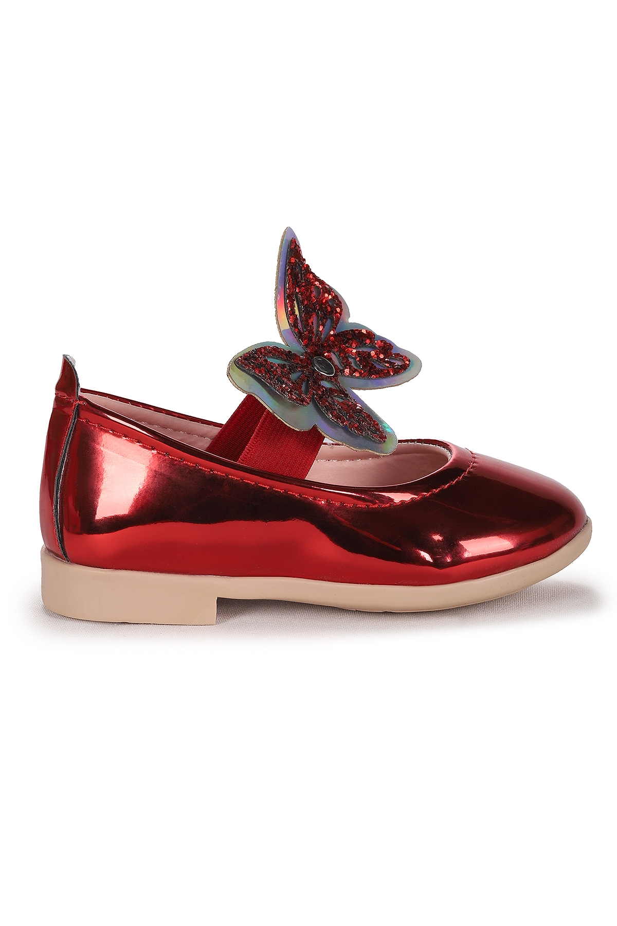 Ayna Menz Kelebek Lastikli Kız Bebek Babet Ayakkabı Kırmızı - Görsel 2