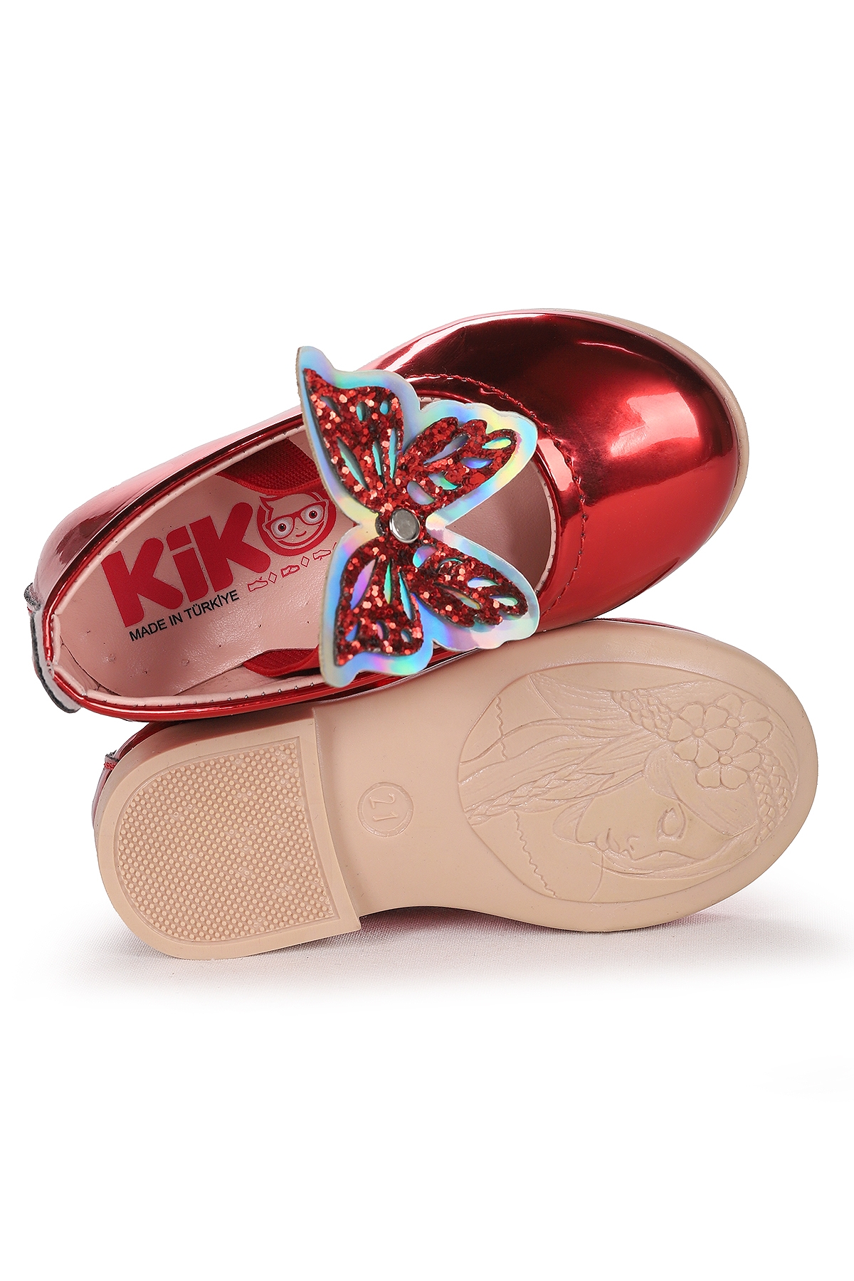 Ayna Menz Kelebek Lastikli Kız Bebek Babet Ayakkabı Kırmızı - Görsel 6