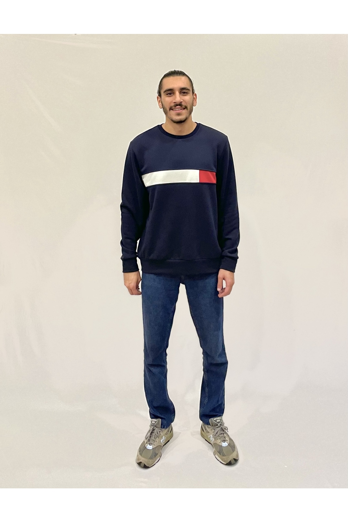 Erkek Bisiklet Yaka Rahat Kalıp 3 iplik Kalın Garnili Sweatshirt SPR24SW35