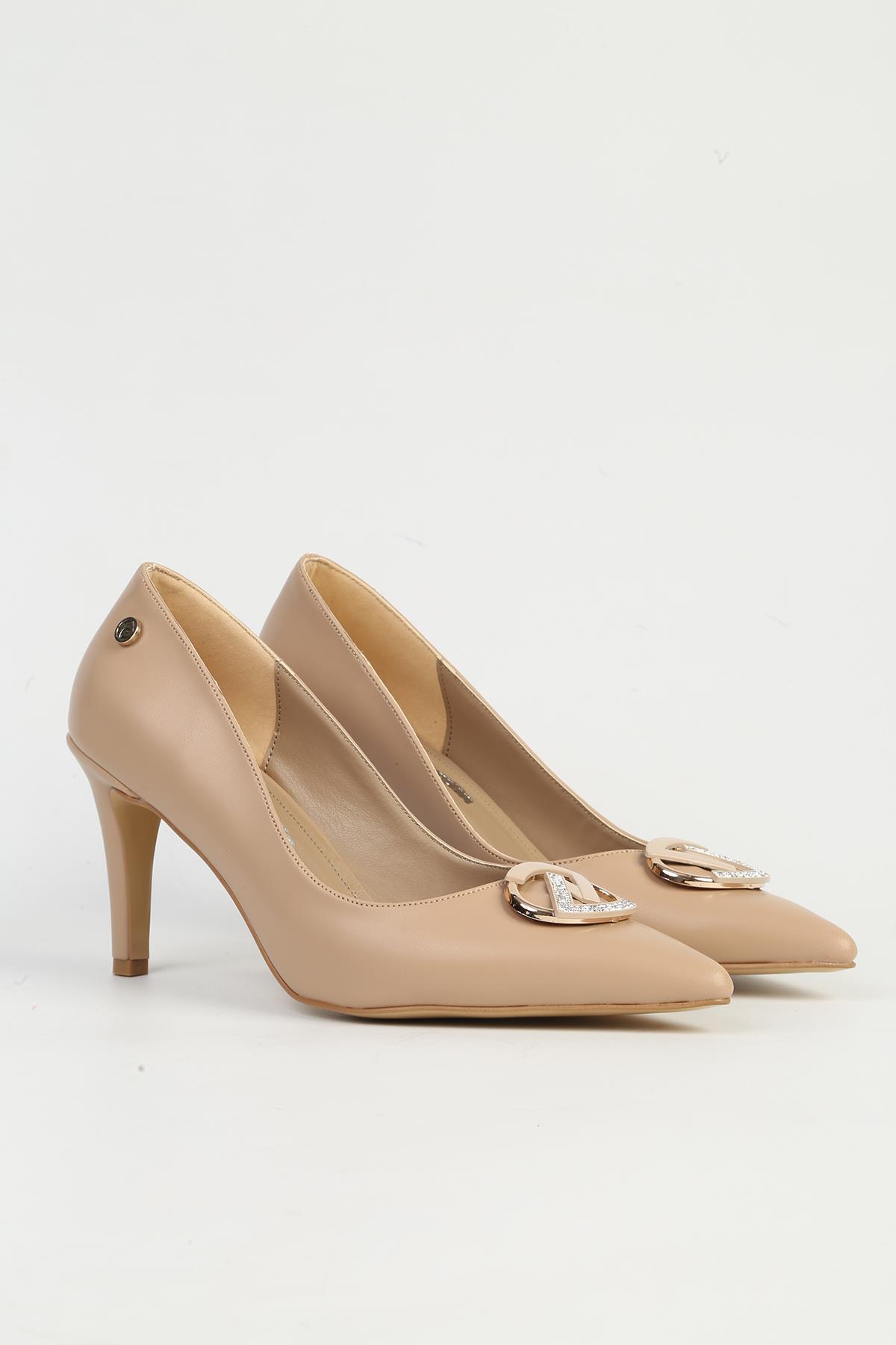 Bej Kadın Topuklu Ayakkabı PC-54506 - Görsel 3