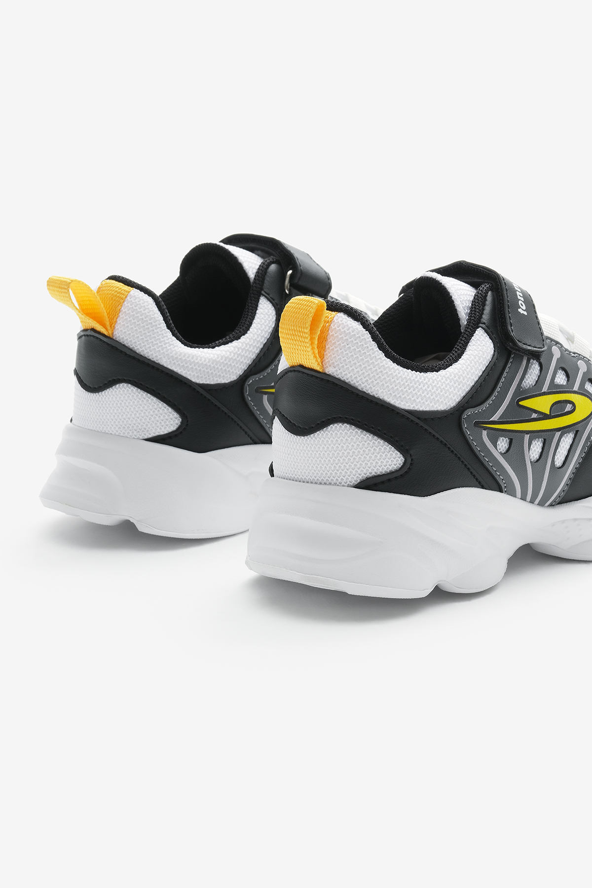 Tonny Black Tonny Black Çocuk Unisex Beyaz Siyah Faylon Taban Desenli Lastik Bağcıklı ve Cırtlı Spor Ayakkabı Sneaker | Flo Beyaz - 6. görsel