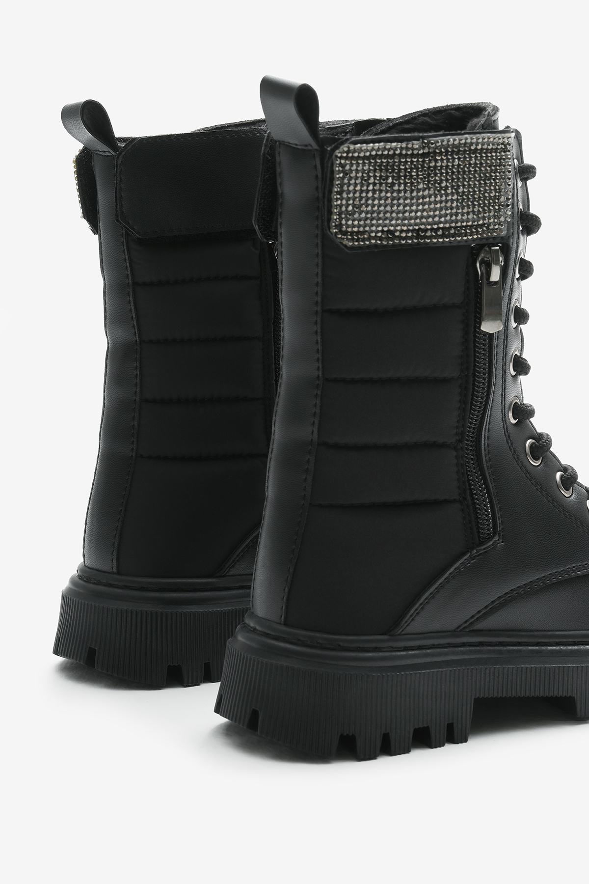 Tonny Black Siyah Tonny Black Cilt Termo Kız Çocuk Taban Taş Detaylı Fermuarlı ve Bağcıklı Cırtlı Bot