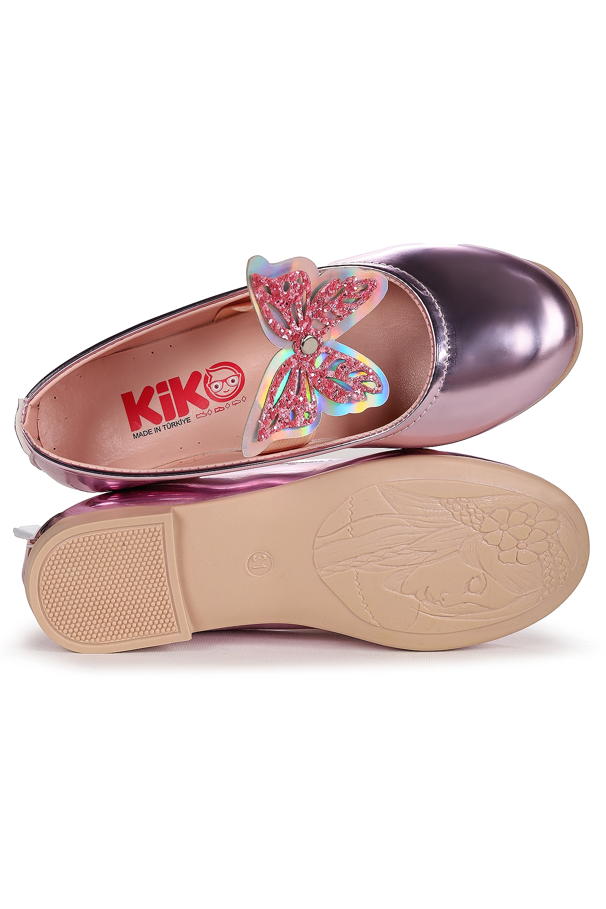 Menz Ayna Kelebek Lastikli Kız Çocuk Babet Ayakkabı Pembe - Görsel 6