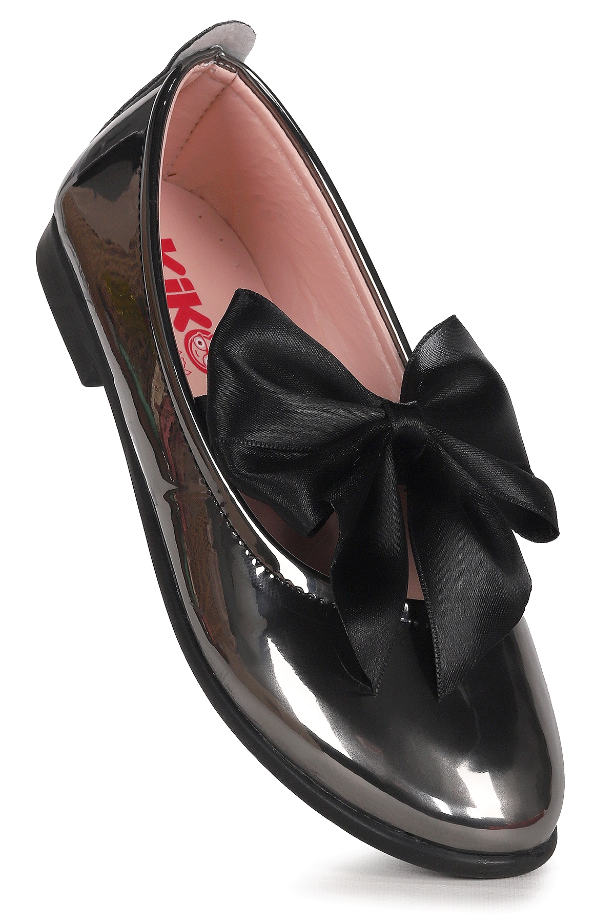 Tari Ayna Fiyonk Lastikli Kız Çocuk Babet Ayakkabı Platin - Görsel 4