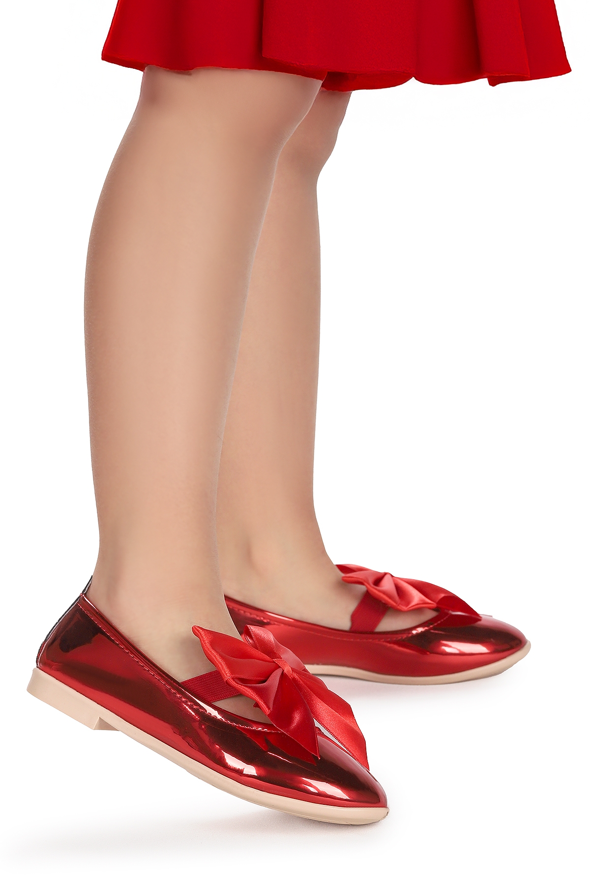 Kiko Kids Kiko Kids Kirmizi Tari Fiyonk Lastikli Kız Çocuk Babet Ayakkabı Kırmızı | Flo Kirmizi - 2. görsel