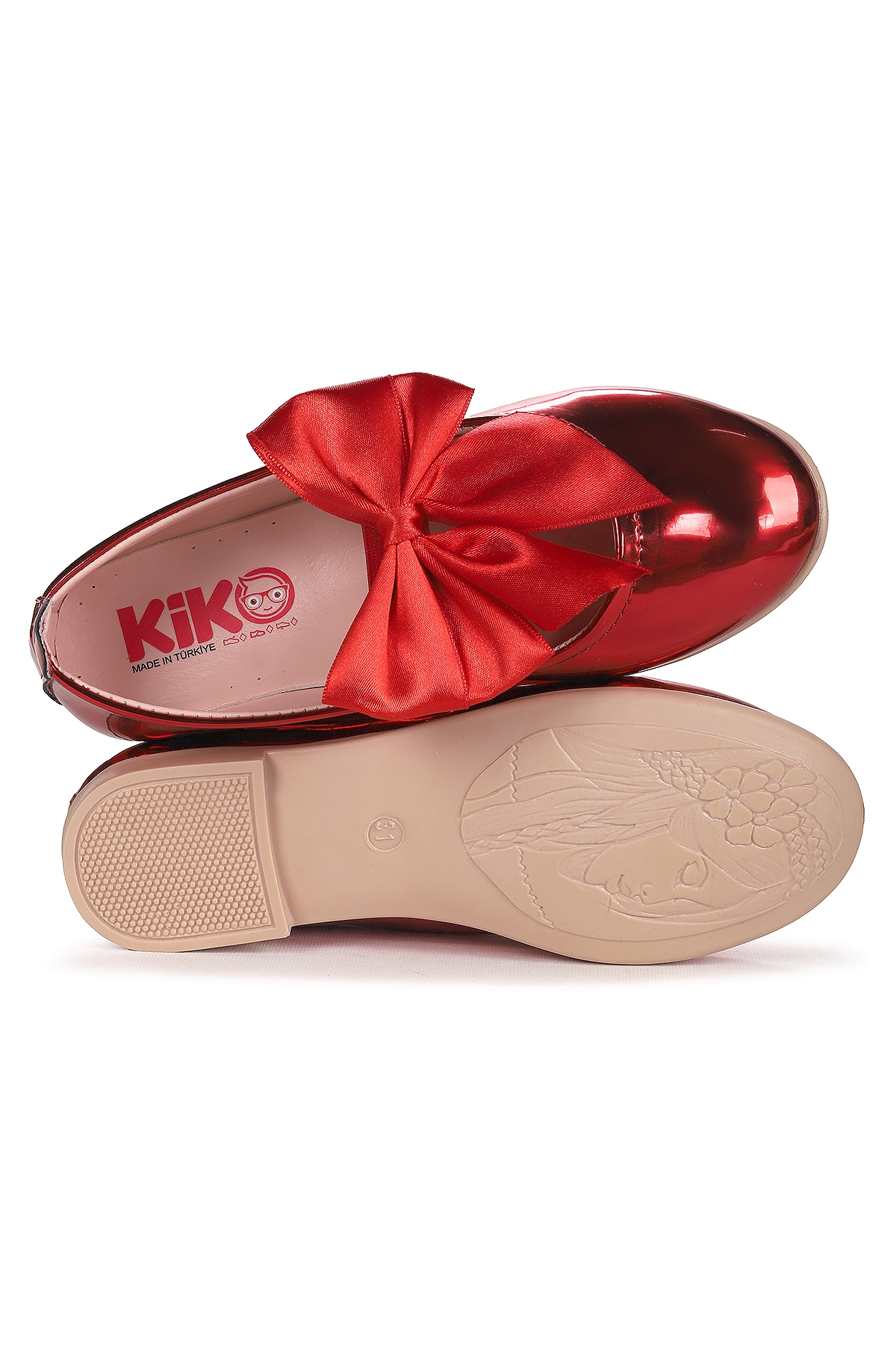 Kiko Kids Kiko Kids Kirmizi Tari Fiyonk Lastikli Kız Çocuk Babet Ayakkabı Kırmızı | Flo Kirmizi - 6. görsel
