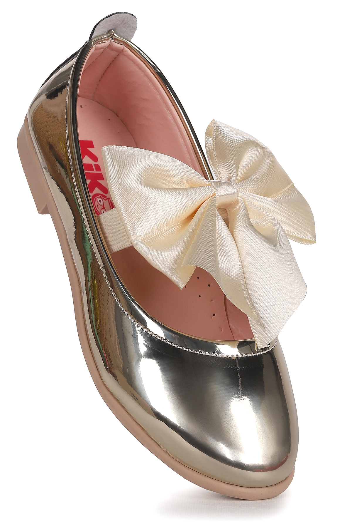 Tari Ayna Fiyonk Lastikli Kız Çocuk Babet Ayakkabı Altın - Görsel 4