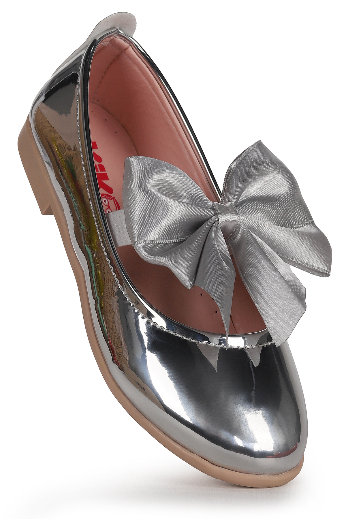 Tari Ayna Fiyonk Lastikli Kız Çocuk Babet Ayakkabı Gümüş - Görsel 4