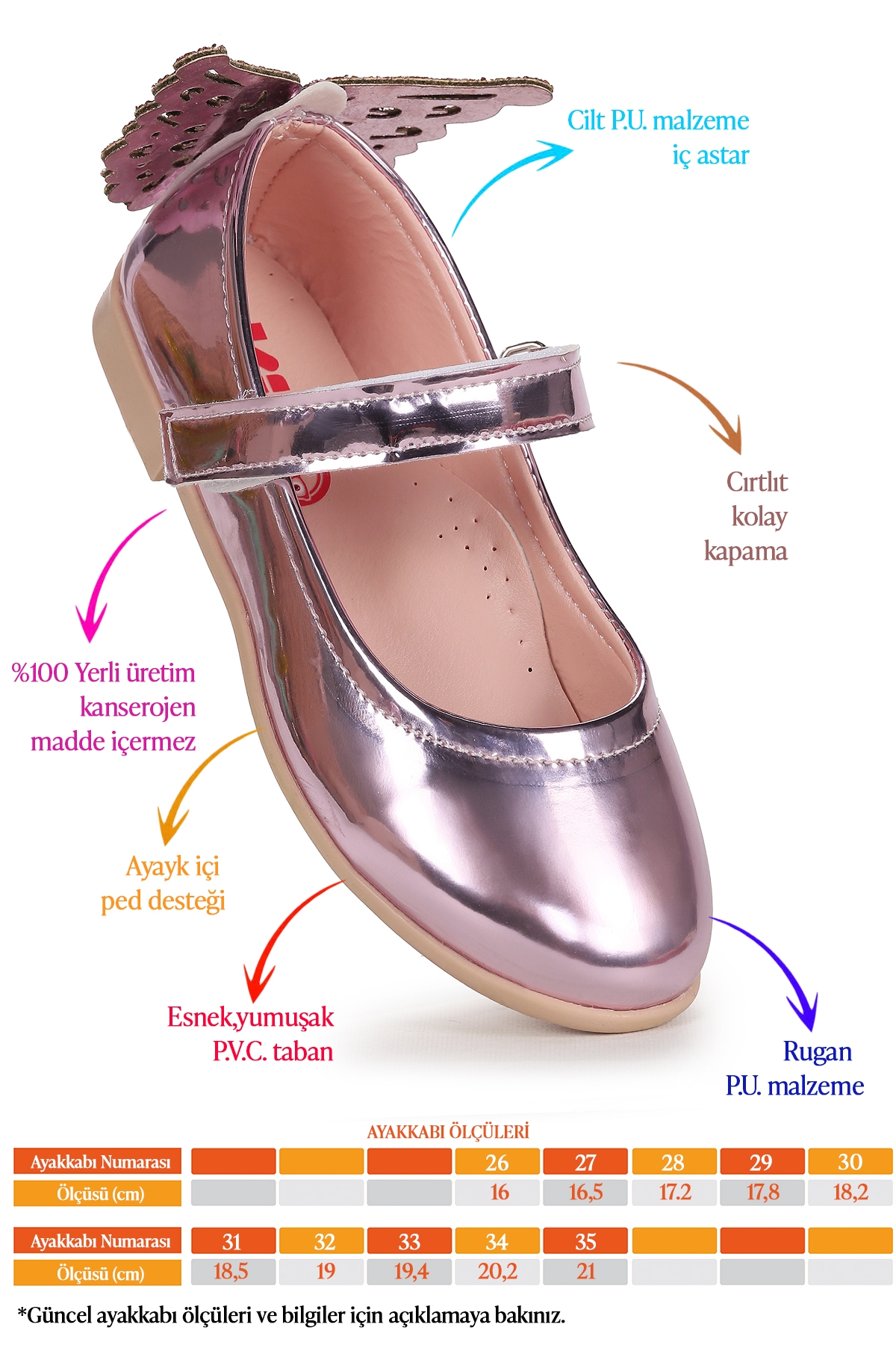 Kiko Kids Kiko Kids Friga Kelebek Cırtlı Kız Çocuk Babet Ayakkabı Pembe Flo'da! Pembe - 3. görsel