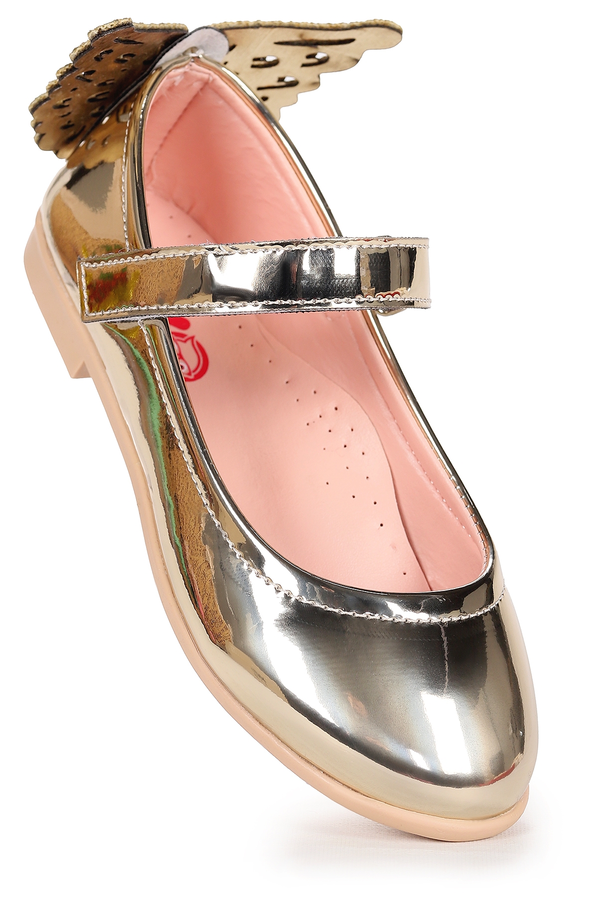 Friga Ayna Kelebek Cırtlı Kız Çocuk Babet Ayakkabı Altın - Görsel 4