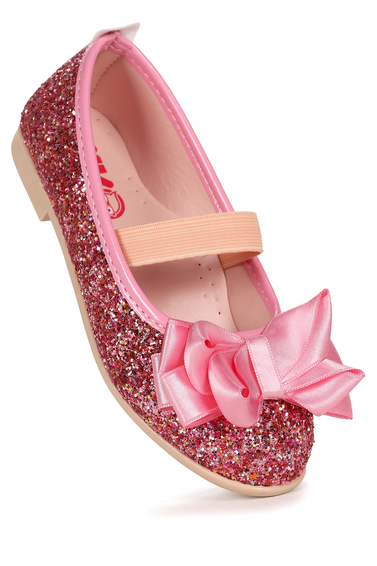 Panı Cam Kırığı Fiyonk Lastikli Kız Çocuk Babet Ayakkabı Pembe - Görsel 4