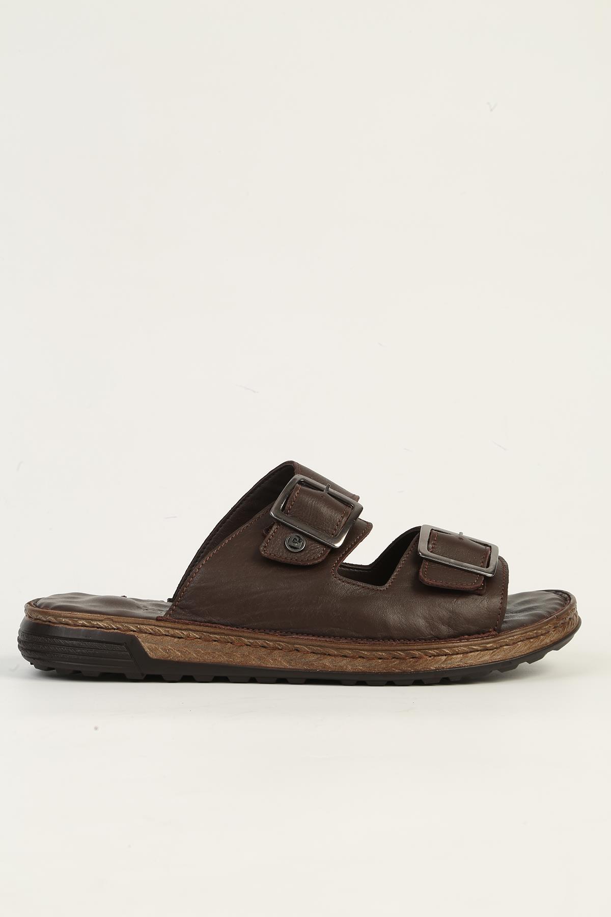 Hakiki Deri Kahve Erkek Terlik PC-7440 - Görsel 2