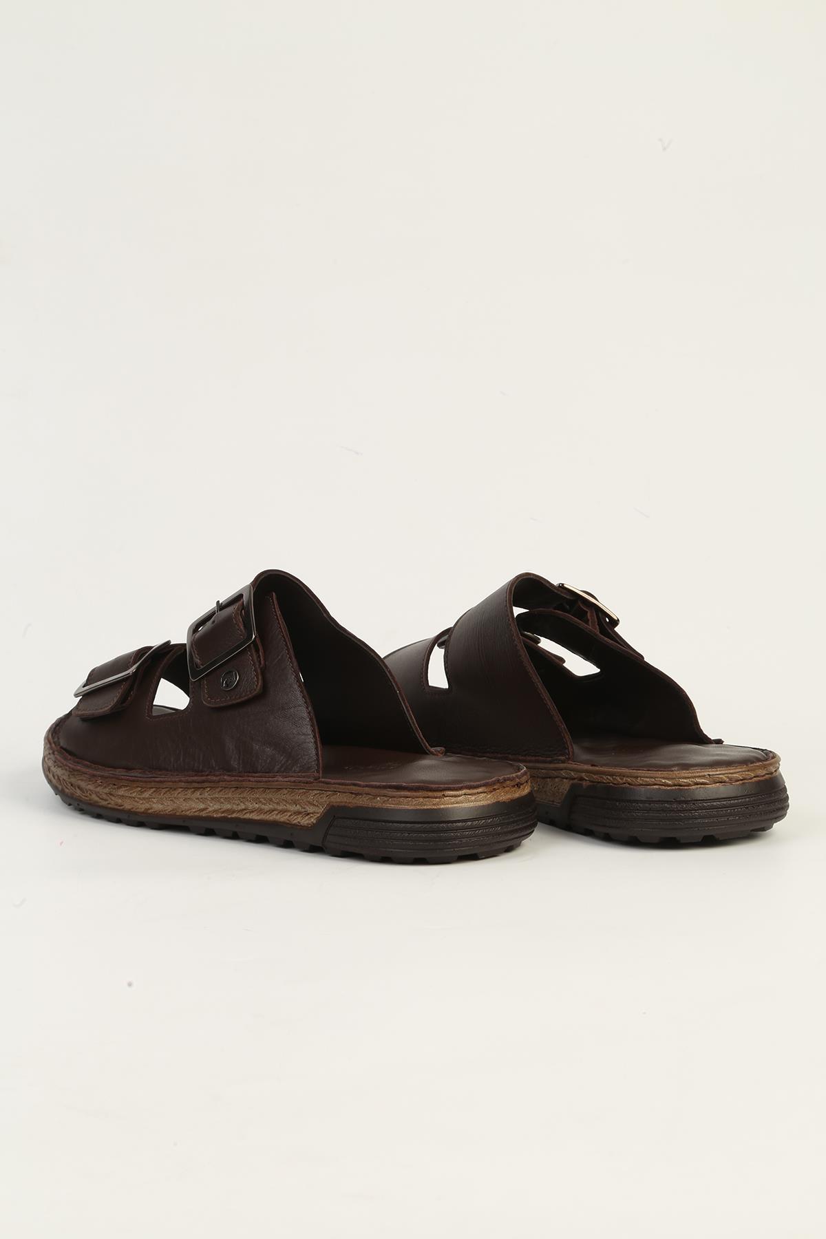 Hakiki Deri Kahve Erkek Terlik PC-7440 - Görsel 4