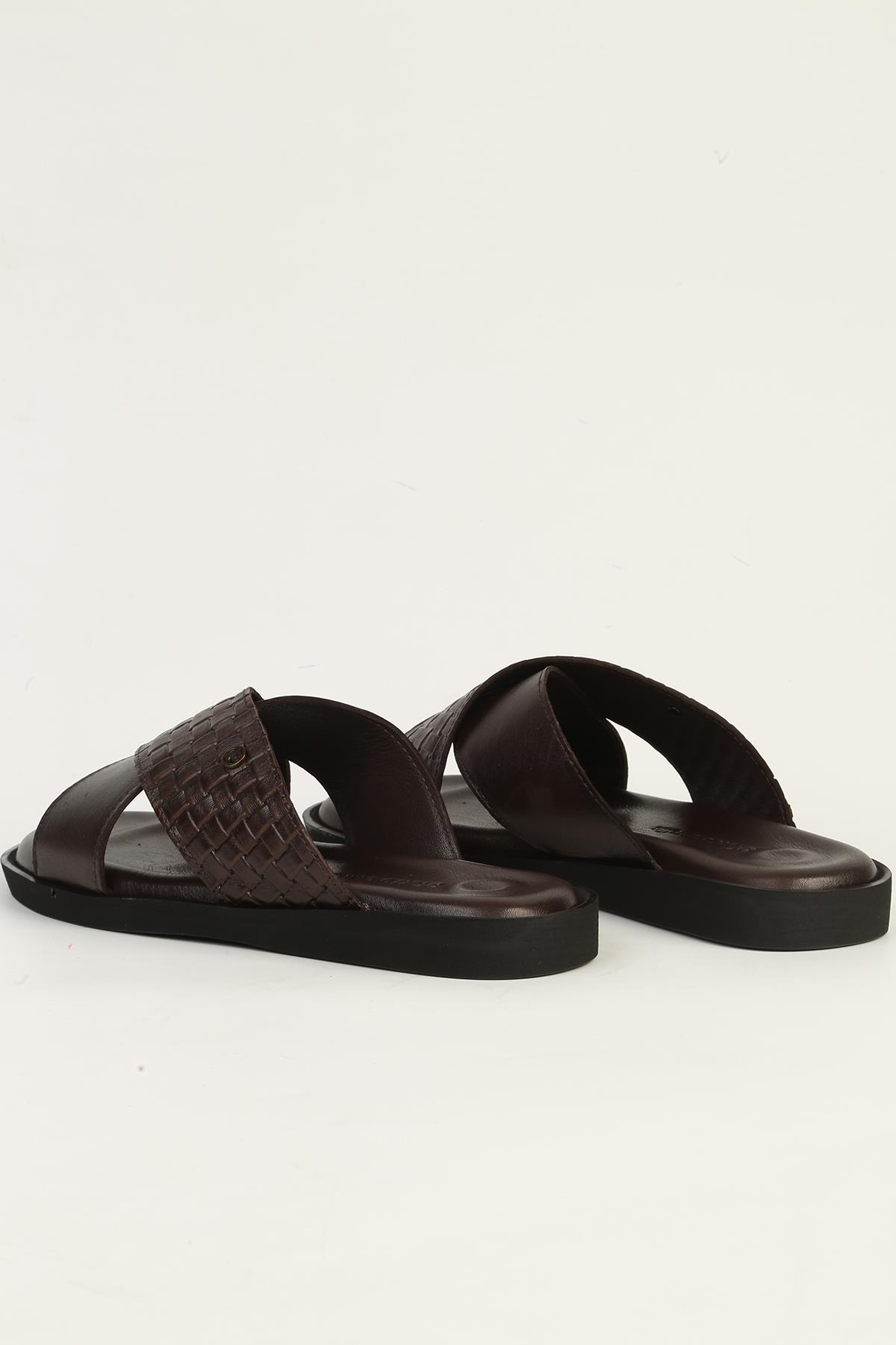 Hakiki Deri Kahve Erkek Terlik PC-7341 - Görsel 4