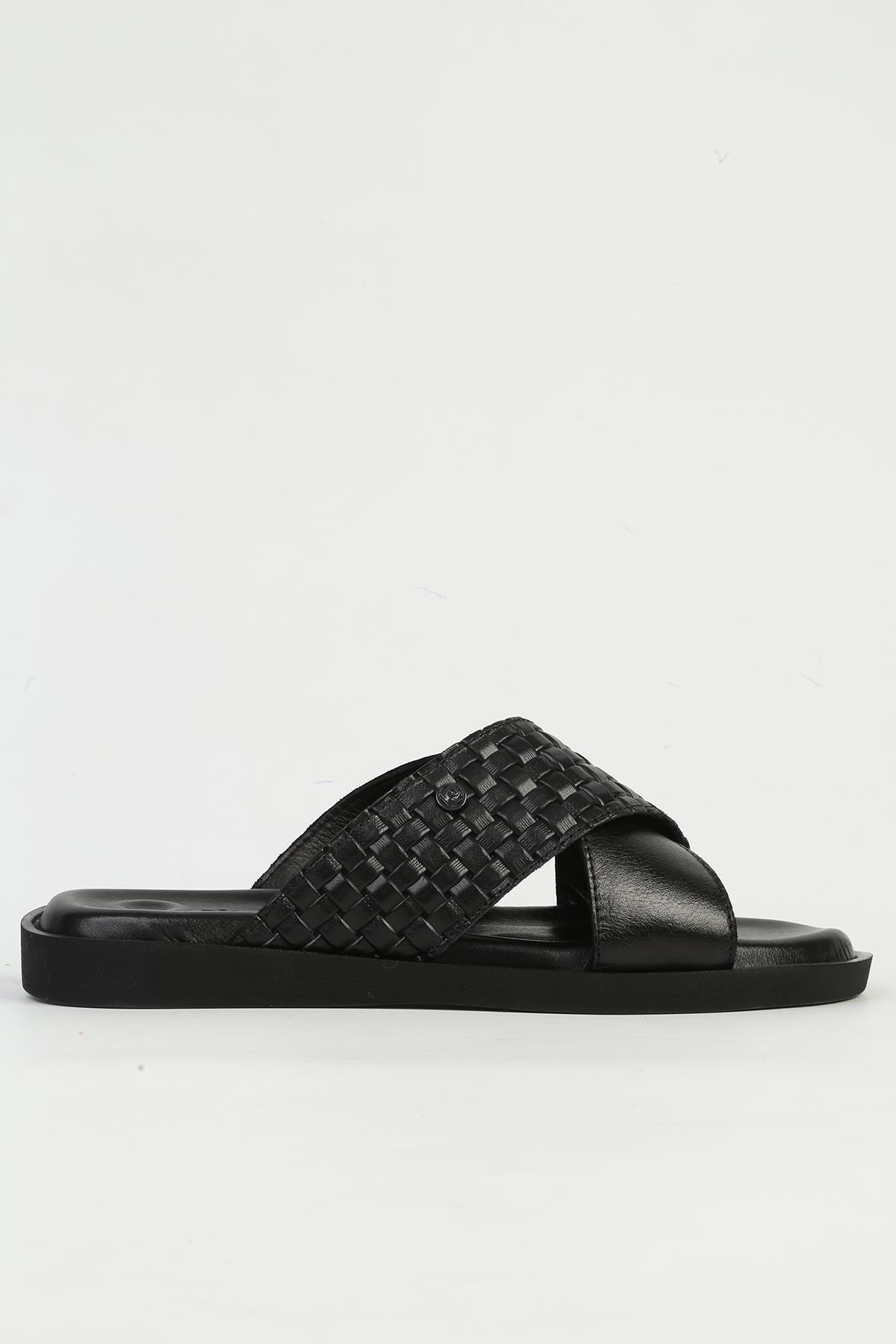 Hakiki Deri Siyah Erkek Terlik PC-7341 - Görsel 2