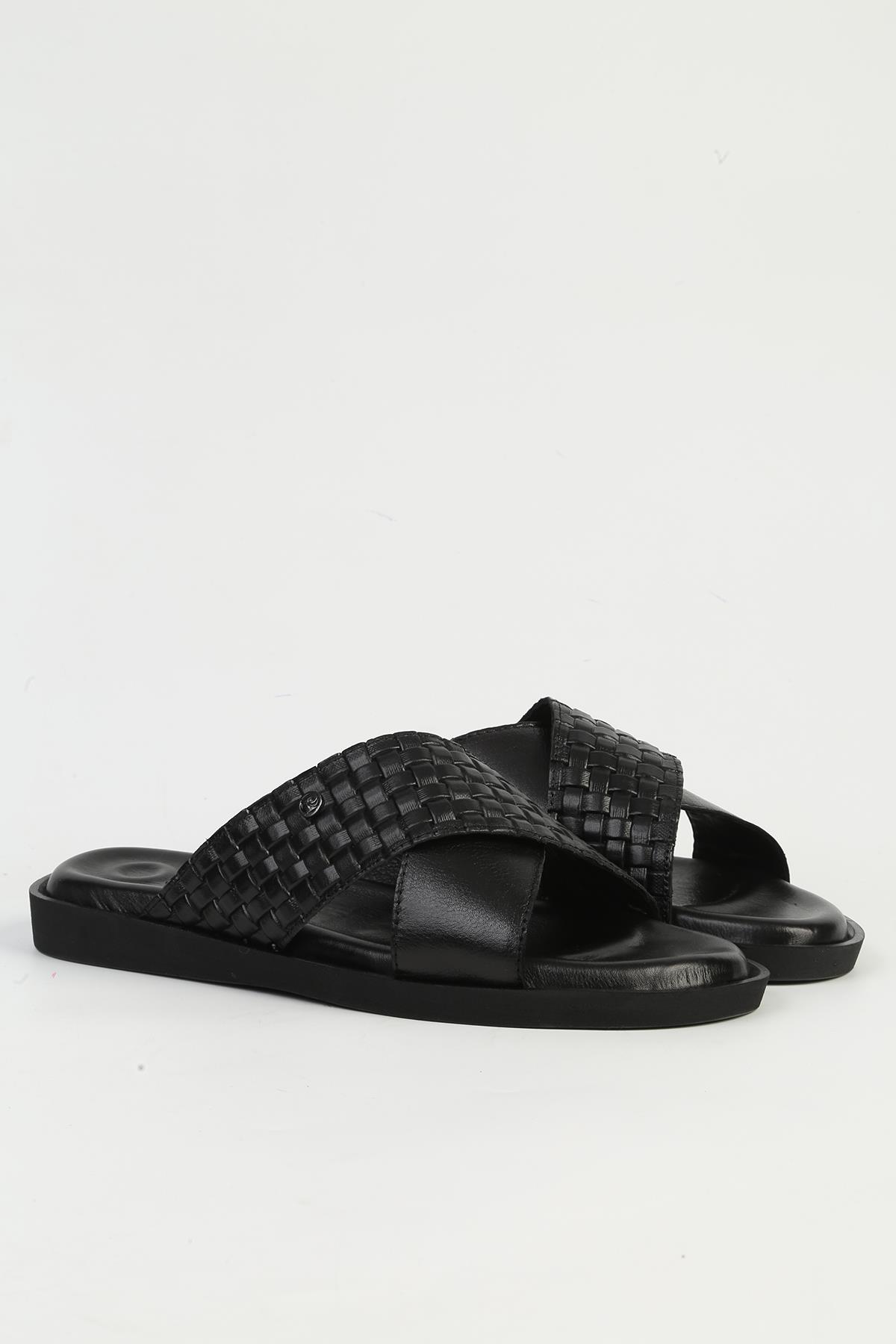 Hakiki Deri Siyah Erkek Terlik PC-7341 - Görsel 3