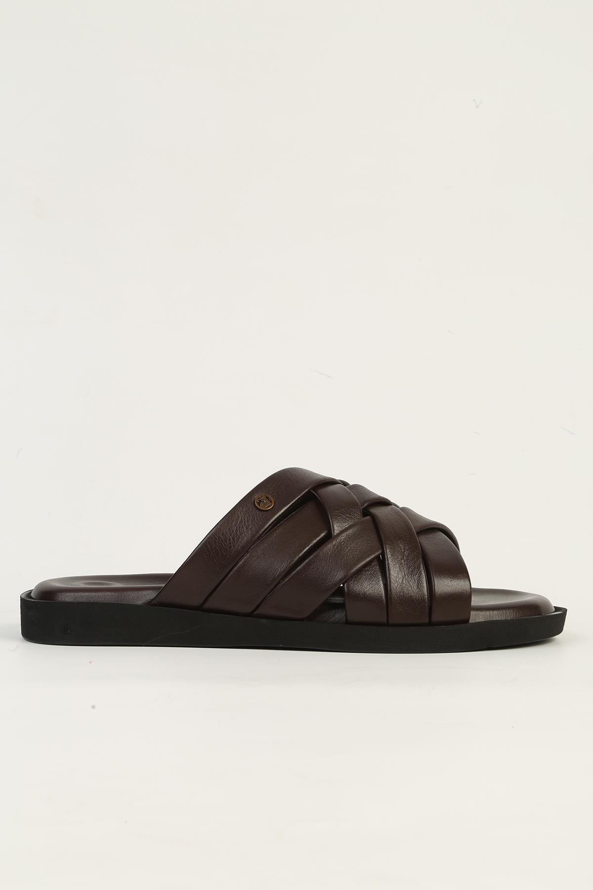 Hakiki Deri Kahve Erkek Terlik PC-7318 - Görsel 2