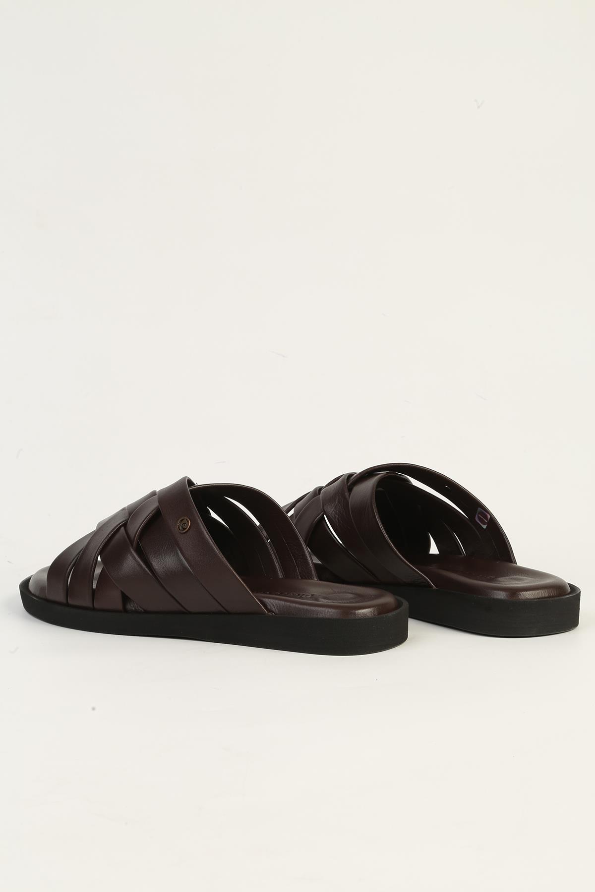 Hakiki Deri Kahve Erkek Terlik PC-7318 - Görsel 4