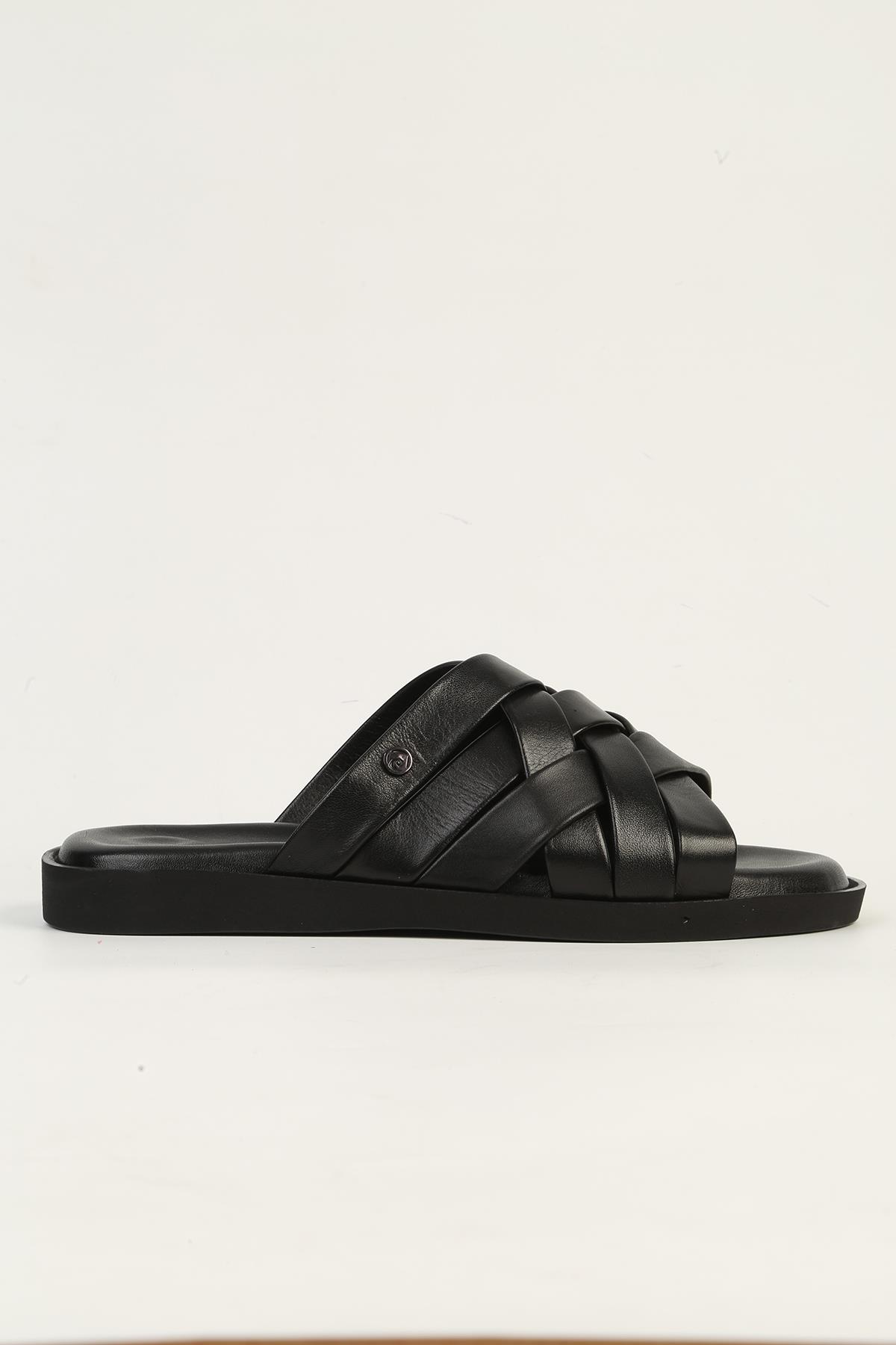 Hakiki Deri Siyah Erkek Terlik PC-7318 - Görsel 2