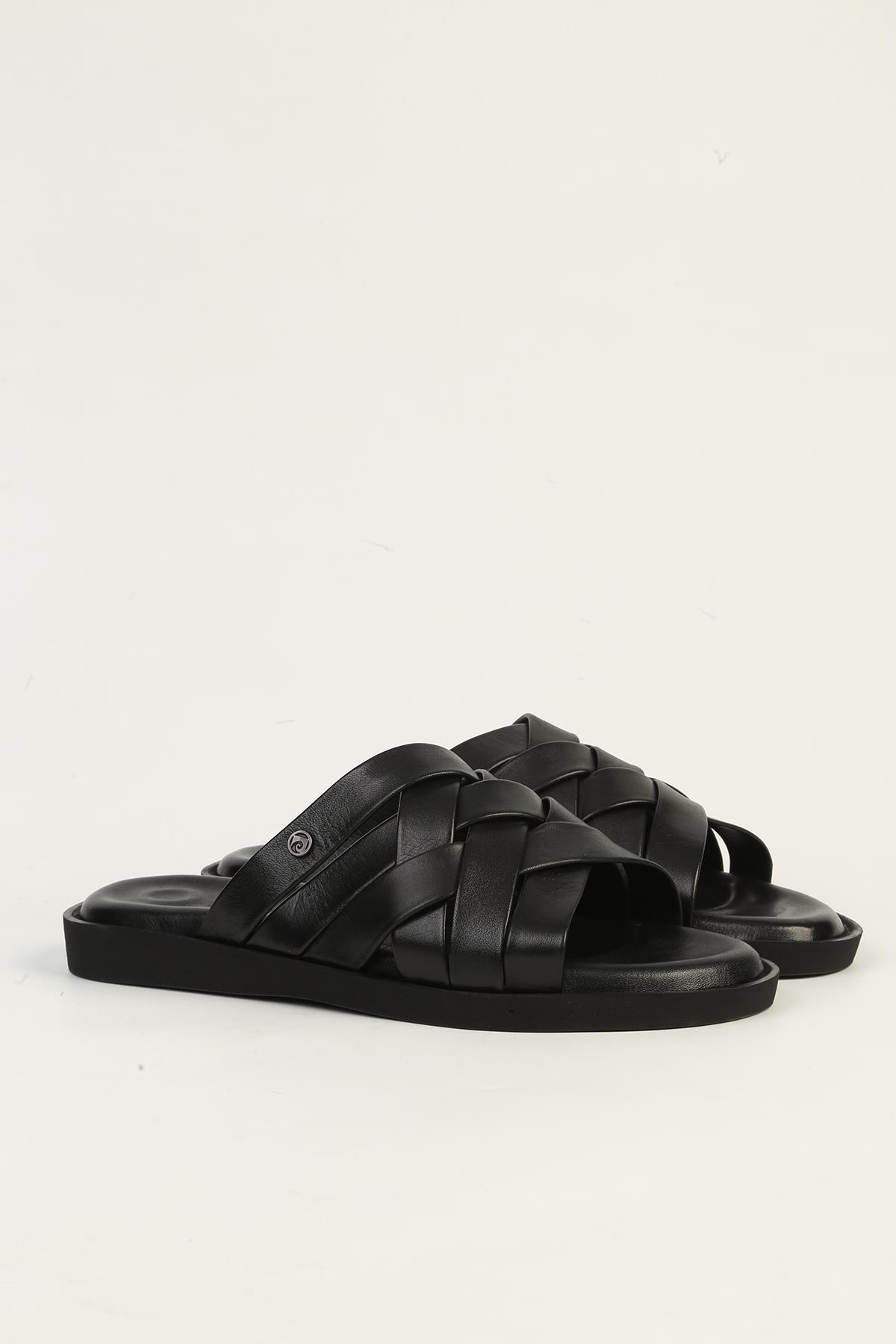 Hakiki Deri Siyah Erkek Terlik PC-7318 - Görsel 3