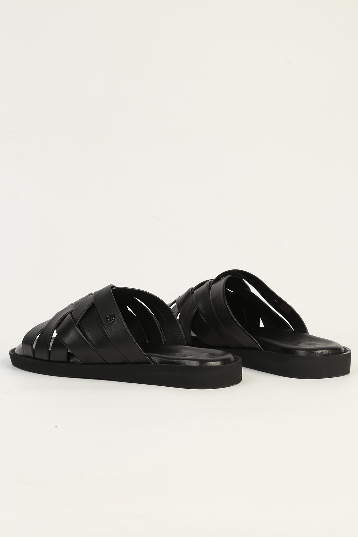 Hakiki Deri Siyah Erkek Terlik PC-7318 - Görsel 4