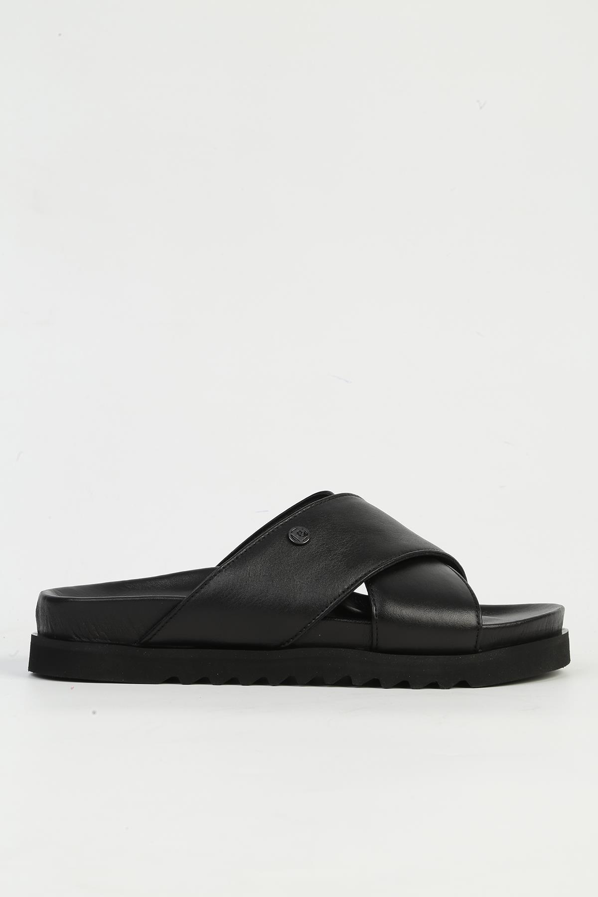 Hakiki Deri Siyah Kadın Terlik PC-54601 - Görsel 2